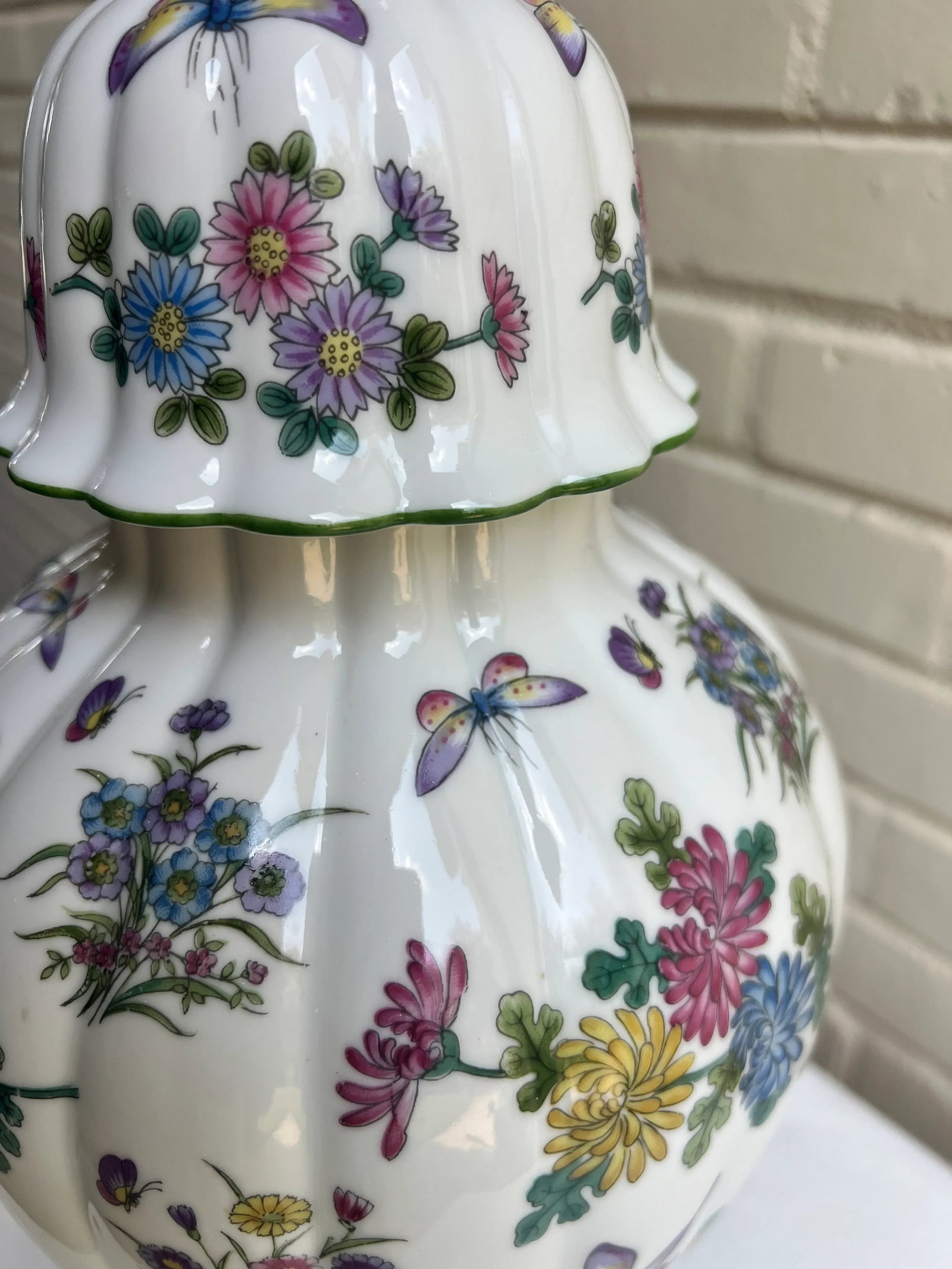 Vintage Chinoiserie Limoge Style Porcelain Famille Verte Style Ginger Jar Table Lamp - - 5