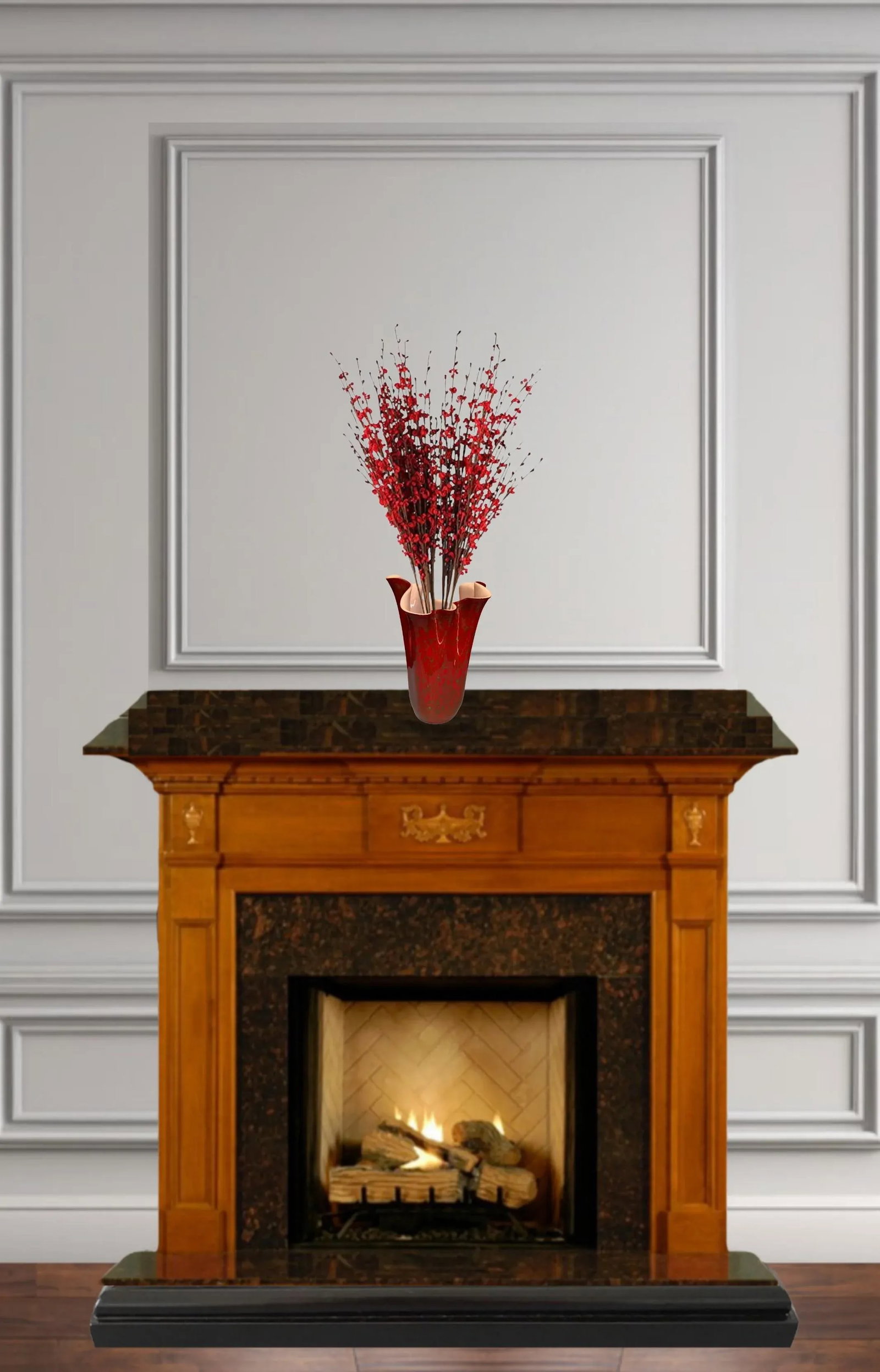 Large Red Art Glass Handkerchief Vase - 2