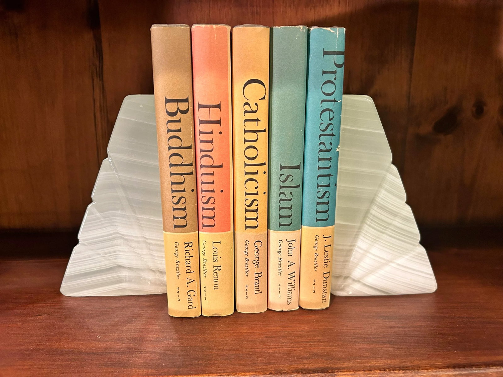 Mid-Century Onyx Marble Bookends Light Green & White With Etched Sunburst Detail- a Pair - 8