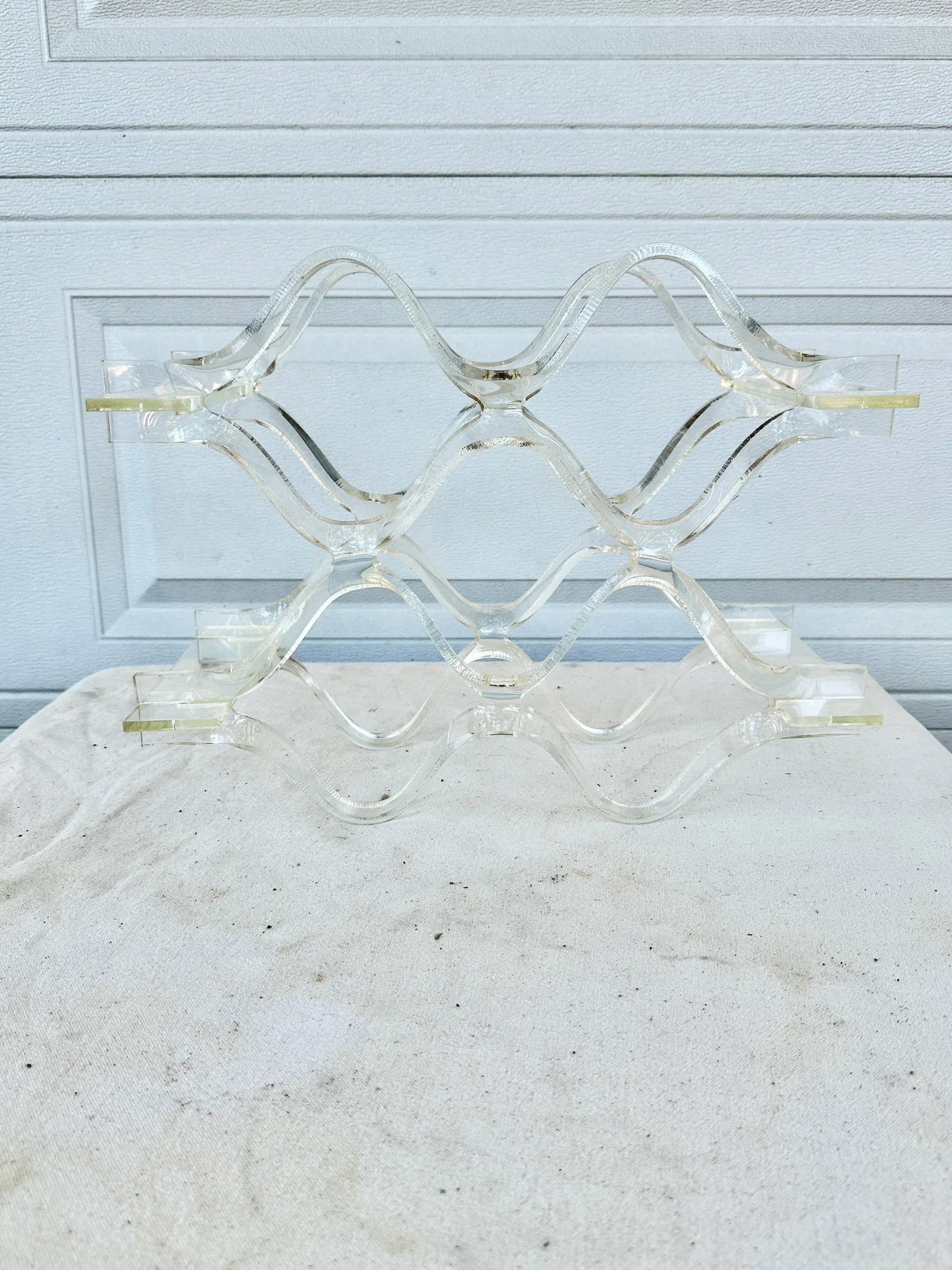 Vintage Hollywood Regency Lucite Wine Rack - 6