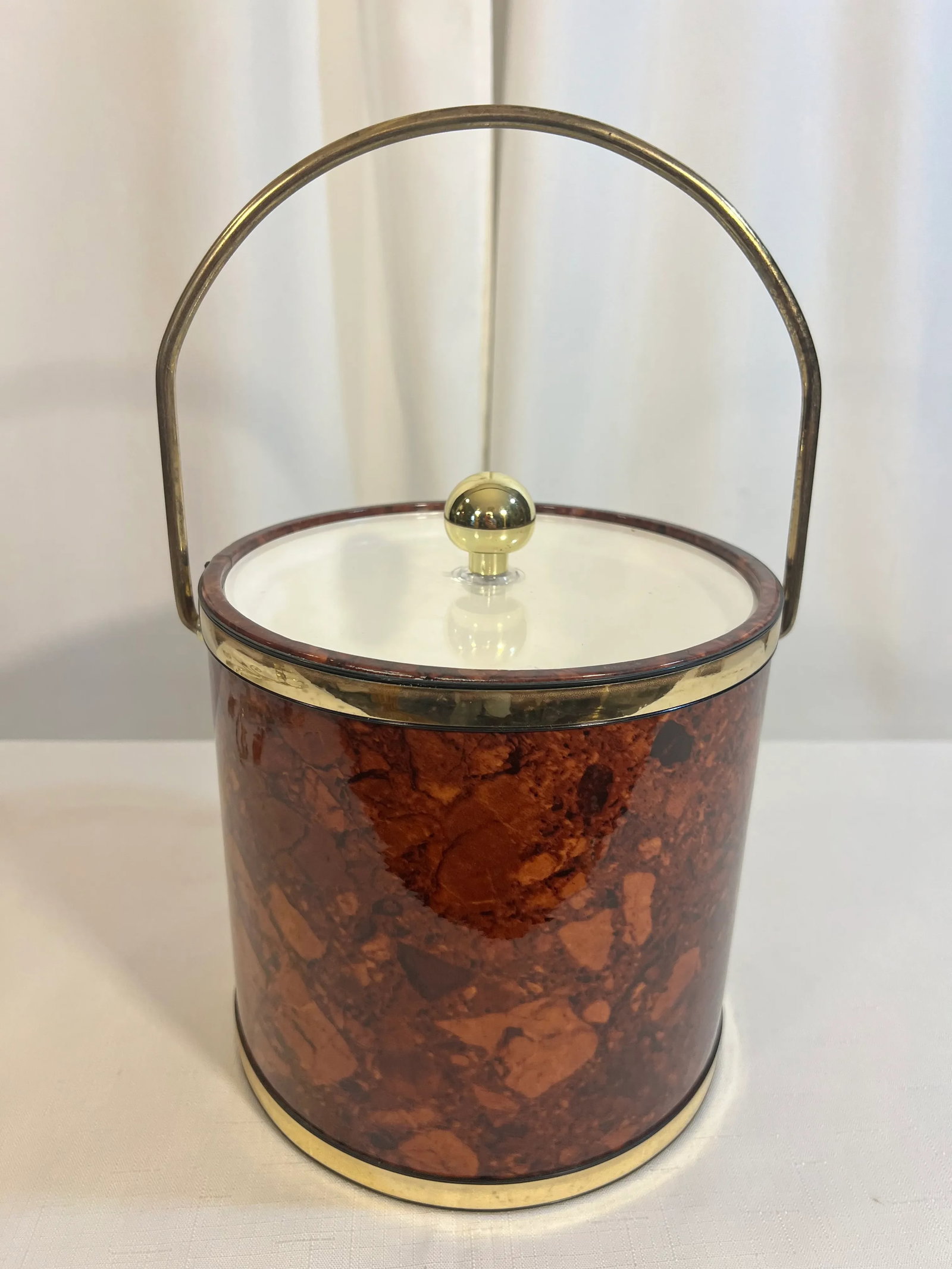 Vintage Mid-Century Kraftware Faux Tortoise Shell Ice Bucket - 2