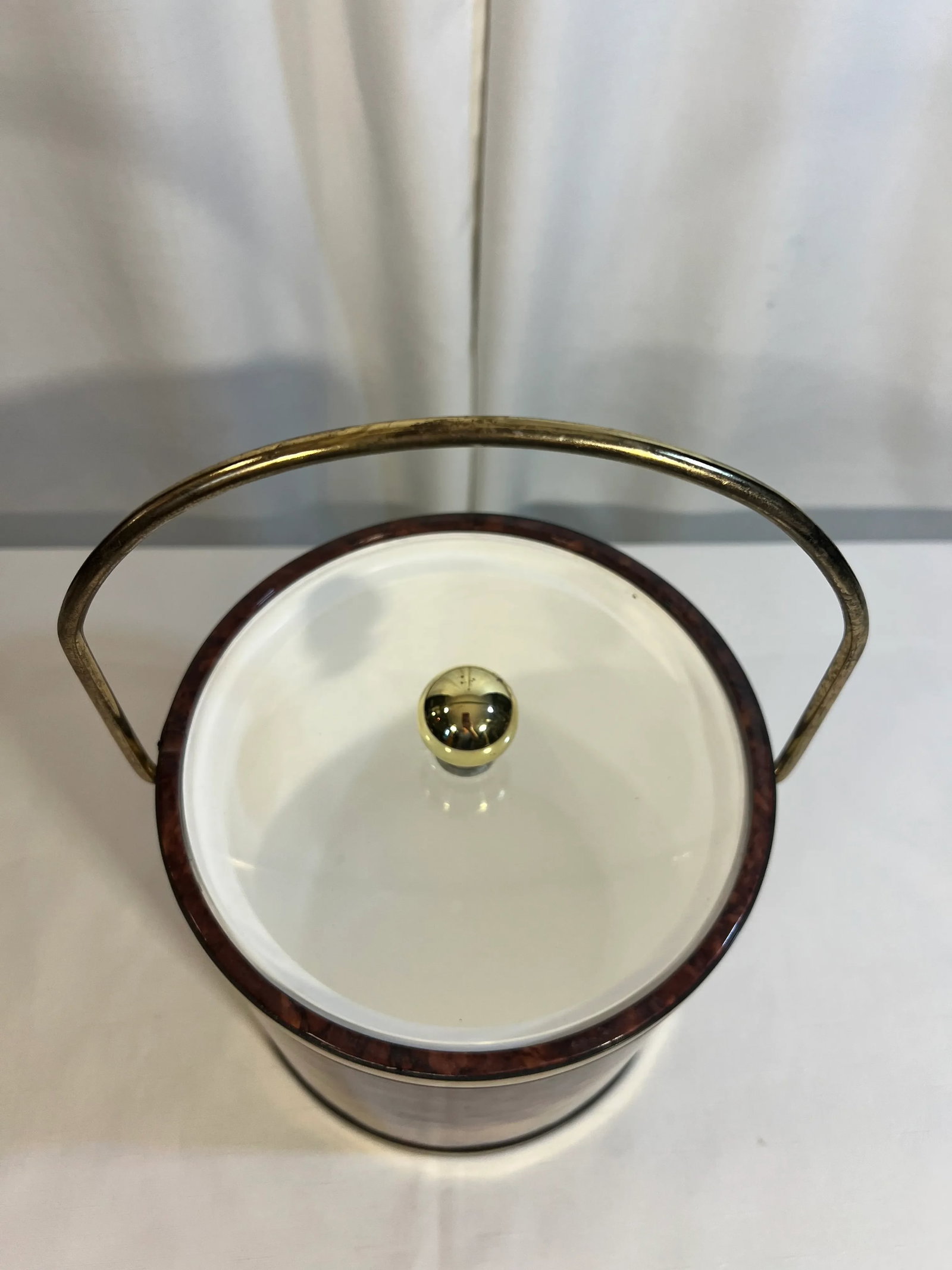 Vintage Mid-Century Kraftware Faux Tortoise Shell Ice Bucket - 3