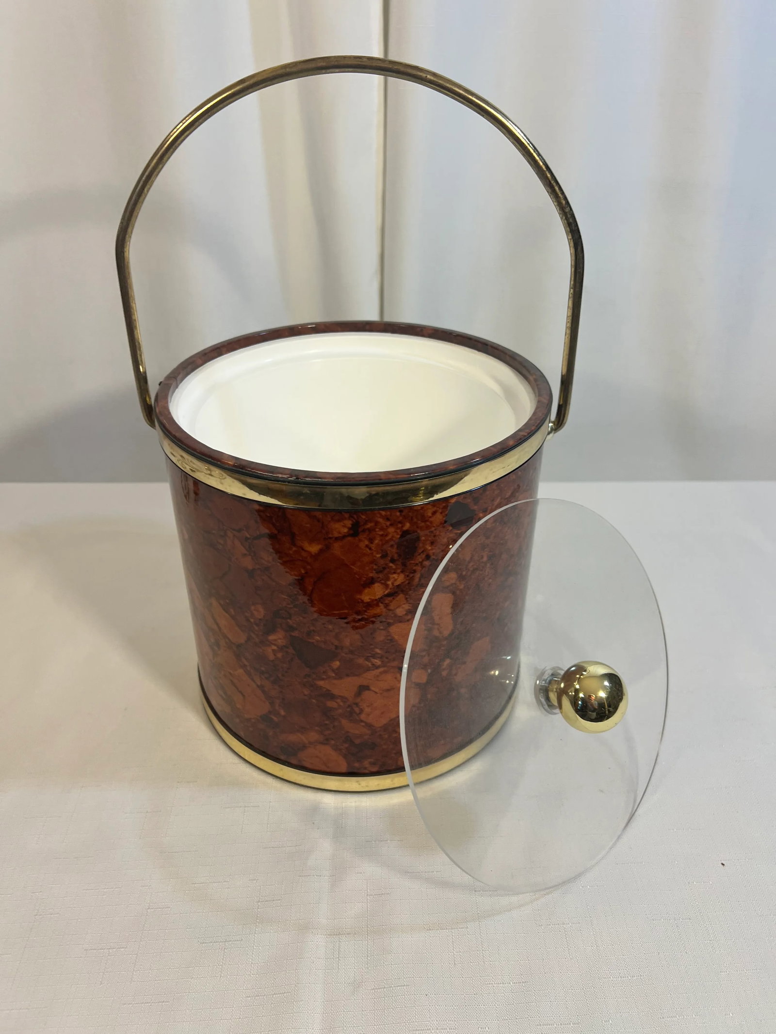 Vintage Mid-Century Kraftware Faux Tortoise Shell Ice Bucket - 4