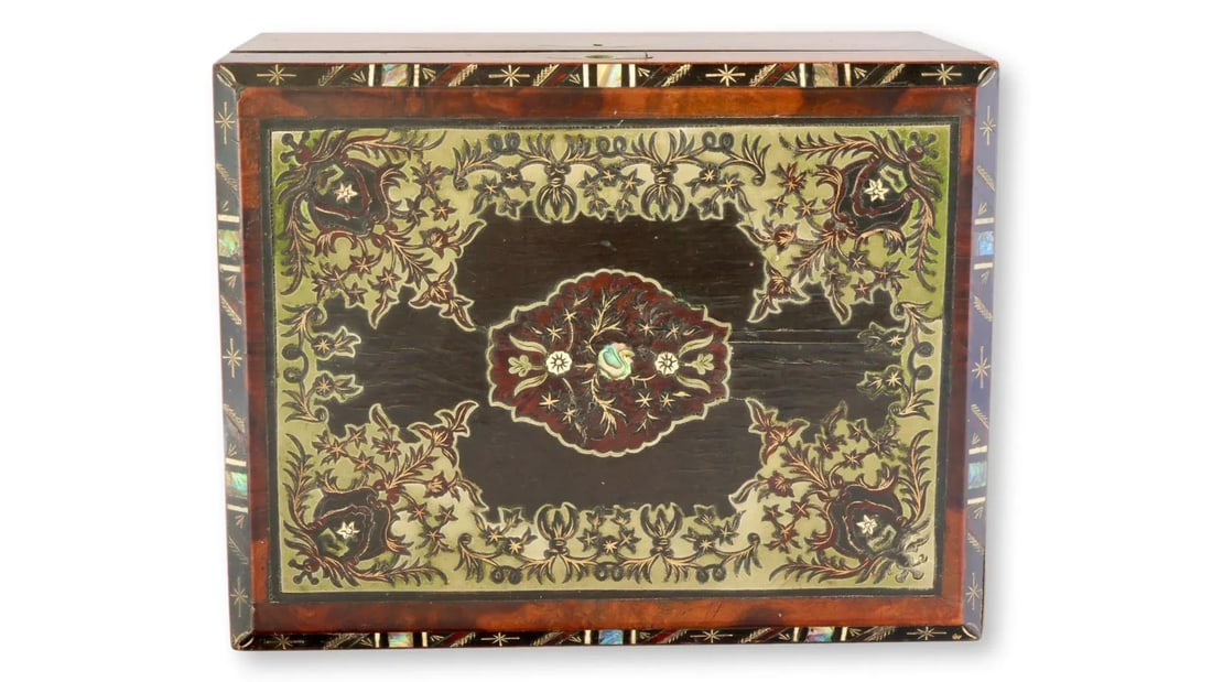 Antique English Inlaid Storage Box - 2