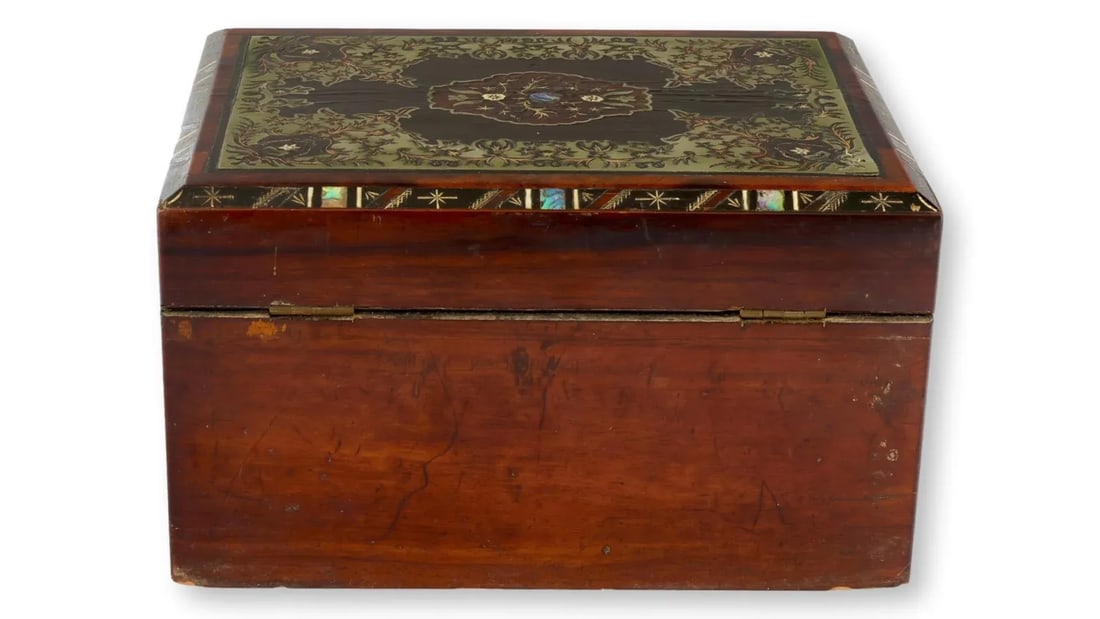 Antique English Inlaid Storage Box - 3