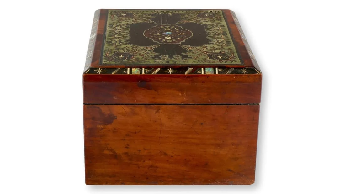 Antique English Inlaid Storage Box - 5
