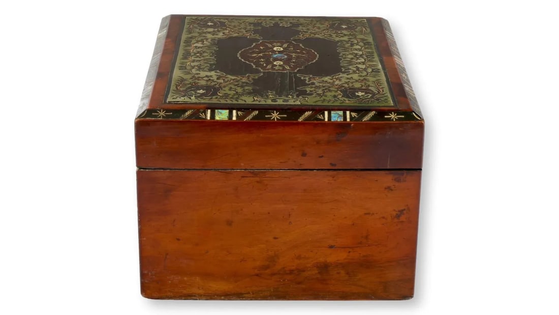 Antique English Inlaid Storage Box - 7