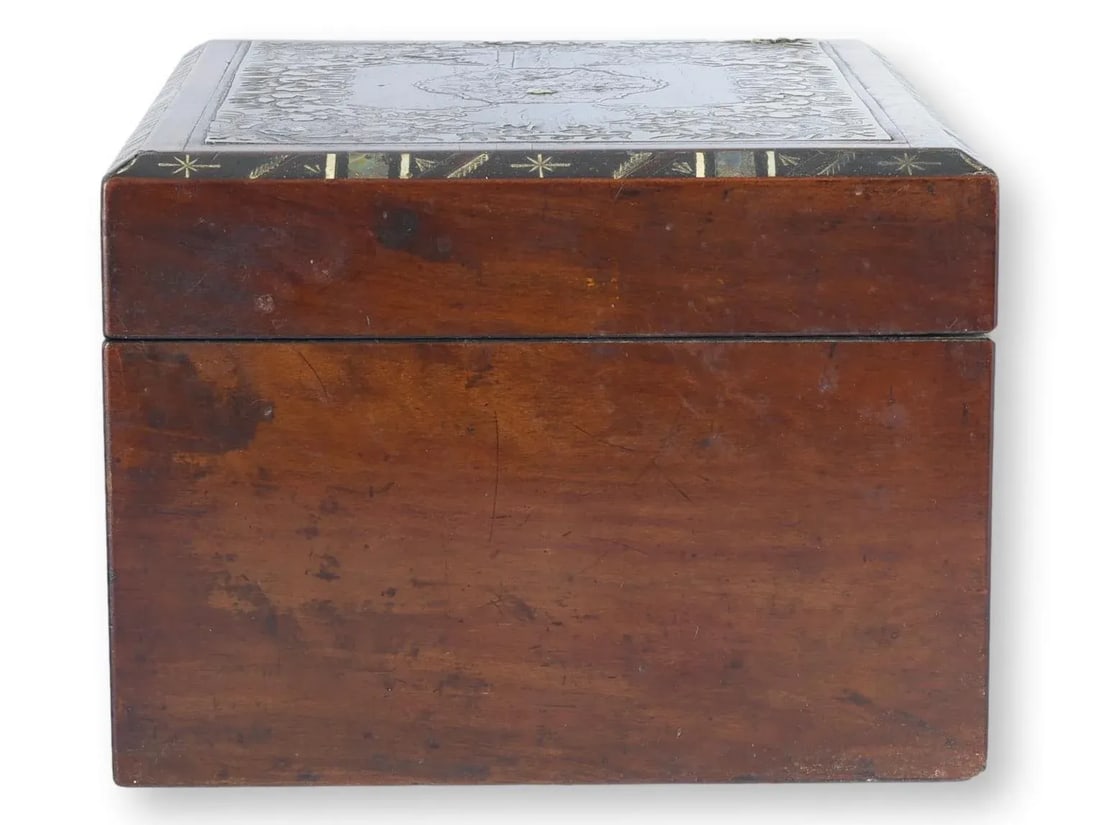 Antique English Inlaid Storage Box - 8