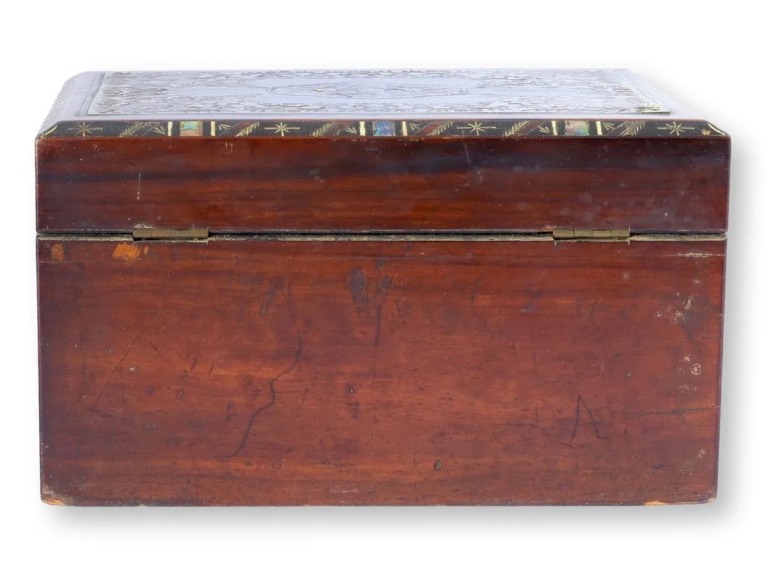 Antique English Inlaid Storage Box - 9
