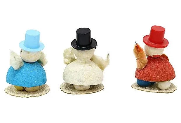 Midcentury Snowman Figures, Set of 3 - 2