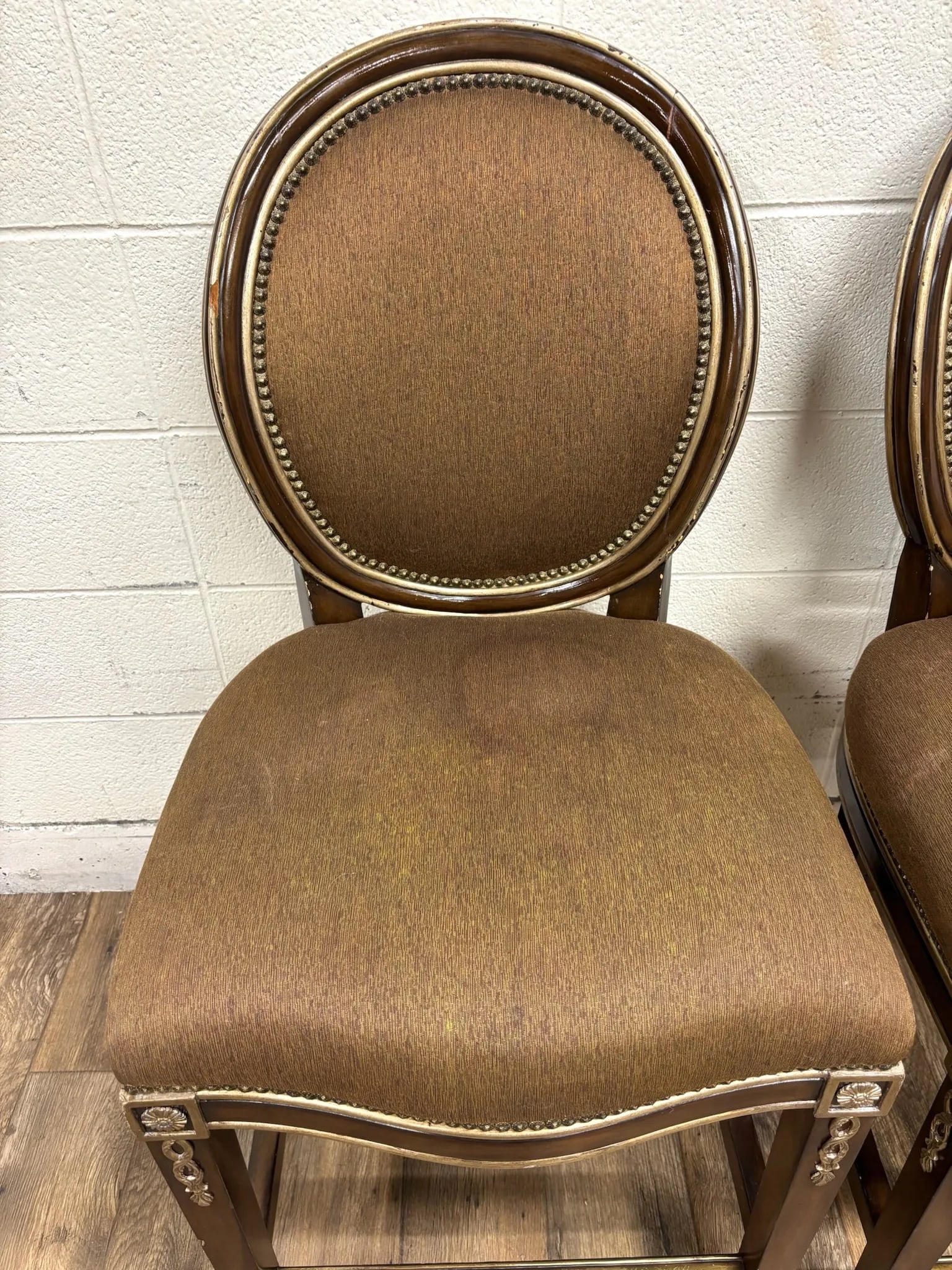 Marge Carson French Louis XVI Style Round Back Bar Stools - 3