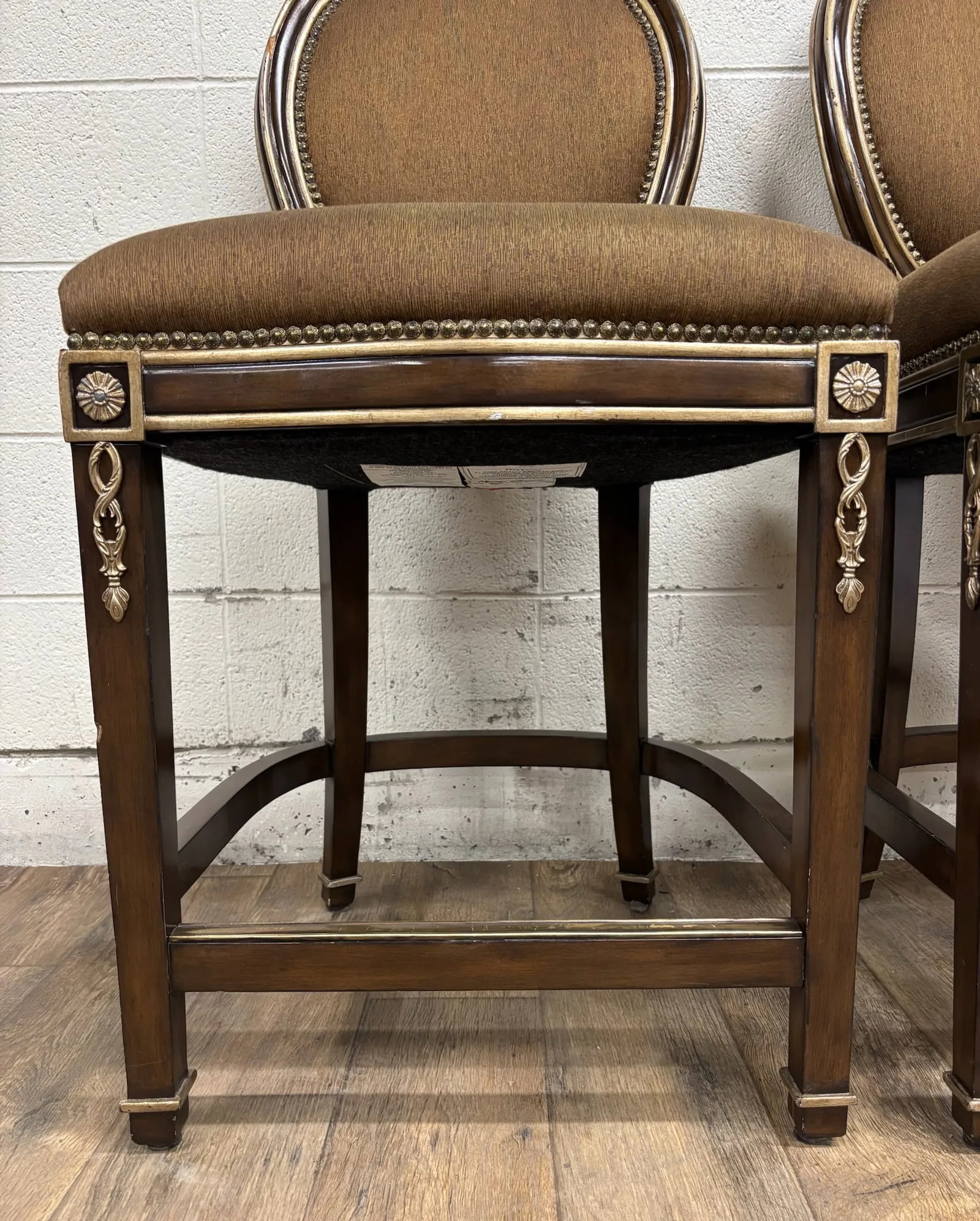 Marge Carson French Louis XVI Style Round Back Bar Stools - 9