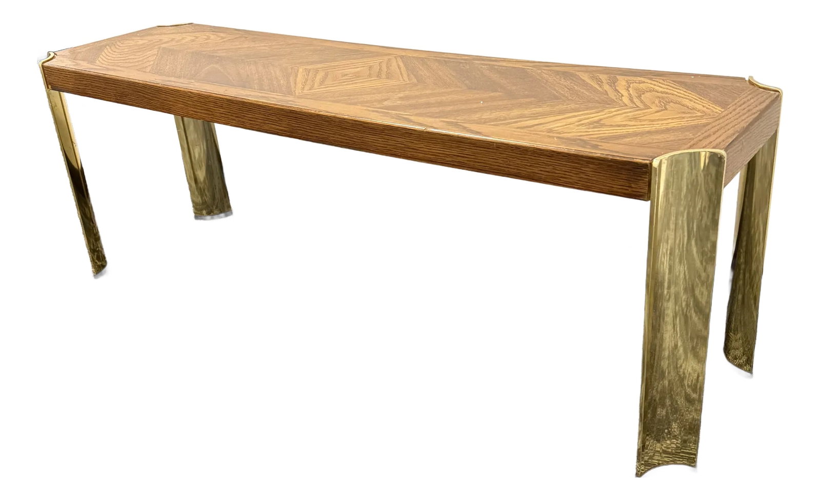 Mid-Century Lane Furniture Wood and Brass Bench or Table (1 of 8)