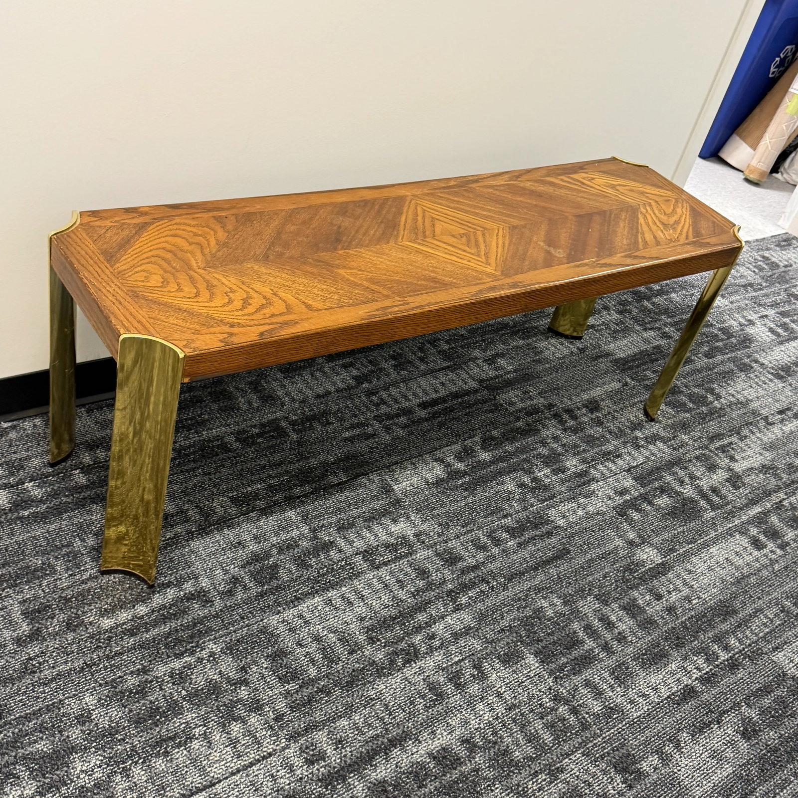 Mid-Century Lane Furniture Wood and Brass Bench or Table - 2