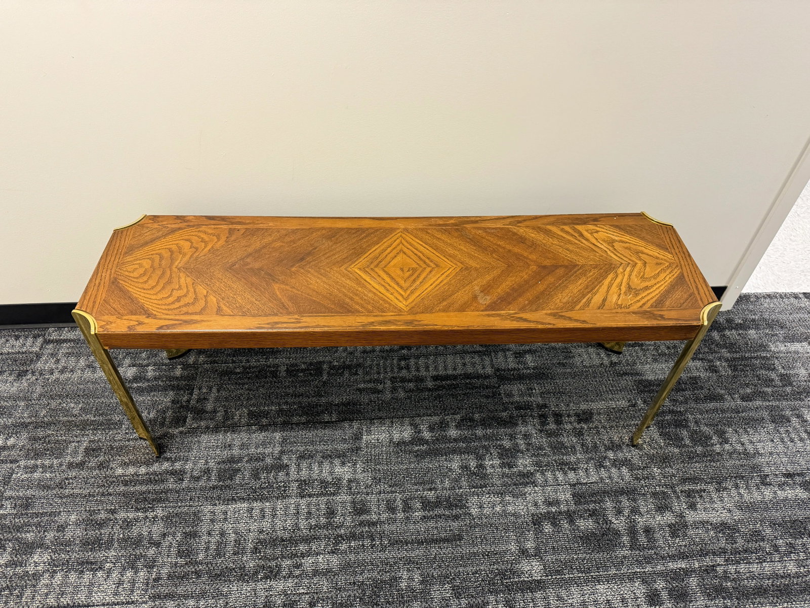 Mid-Century Lane Furniture Wood and Brass Bench or Table - 6