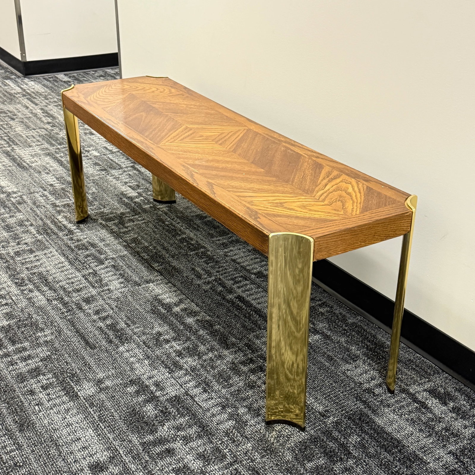 Mid-Century Lane Furniture Wood and Brass Bench or Table - 7