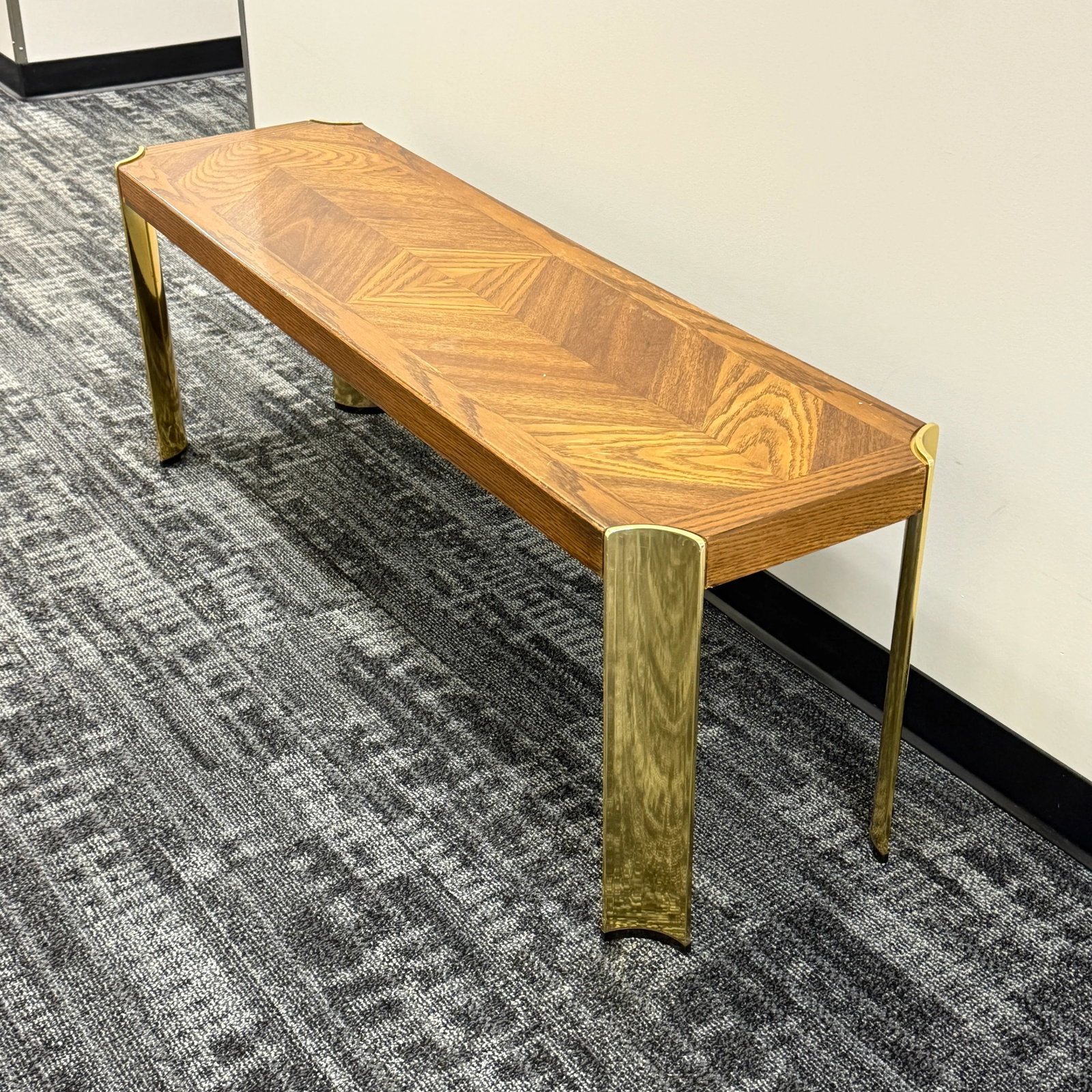 Mid-Century Lane Furniture Wood and Brass Bench or Table - 8