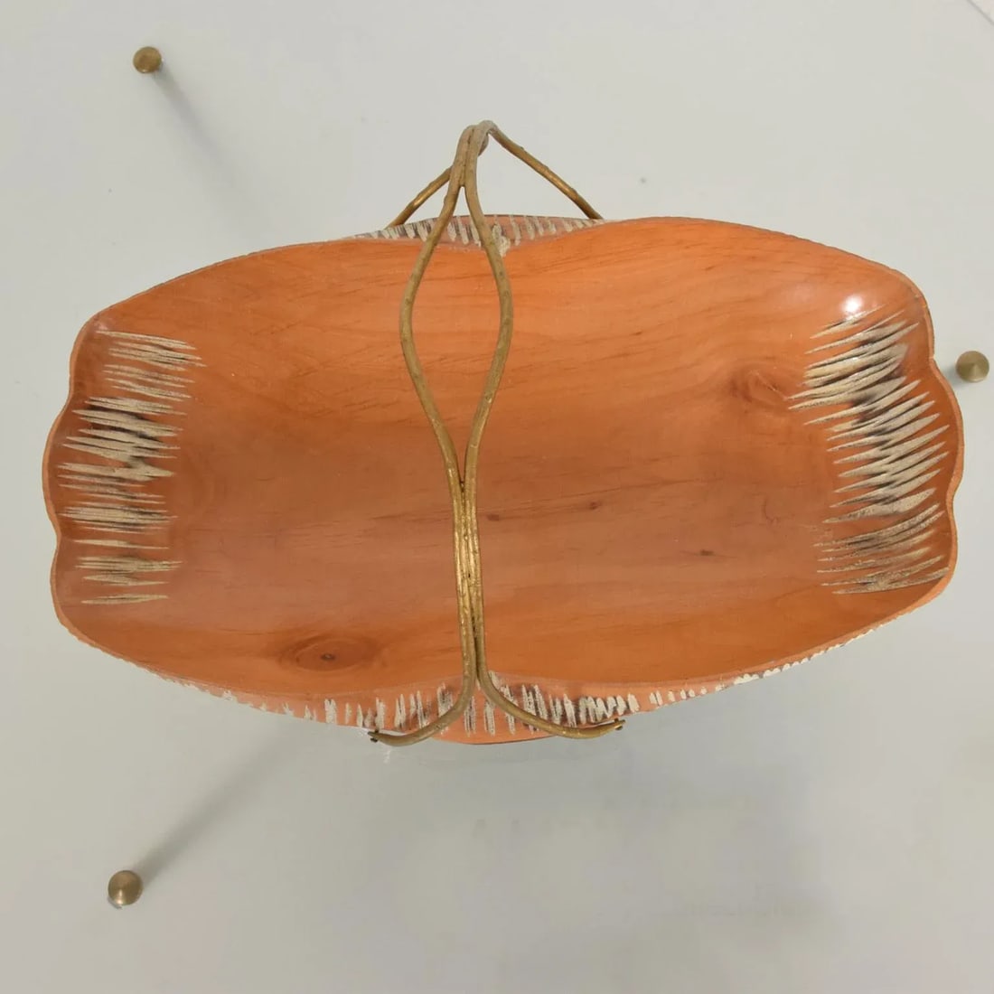 1960s Macabo Cusano Aldo Tura Carved Wood & Brass Serving Dish - 7