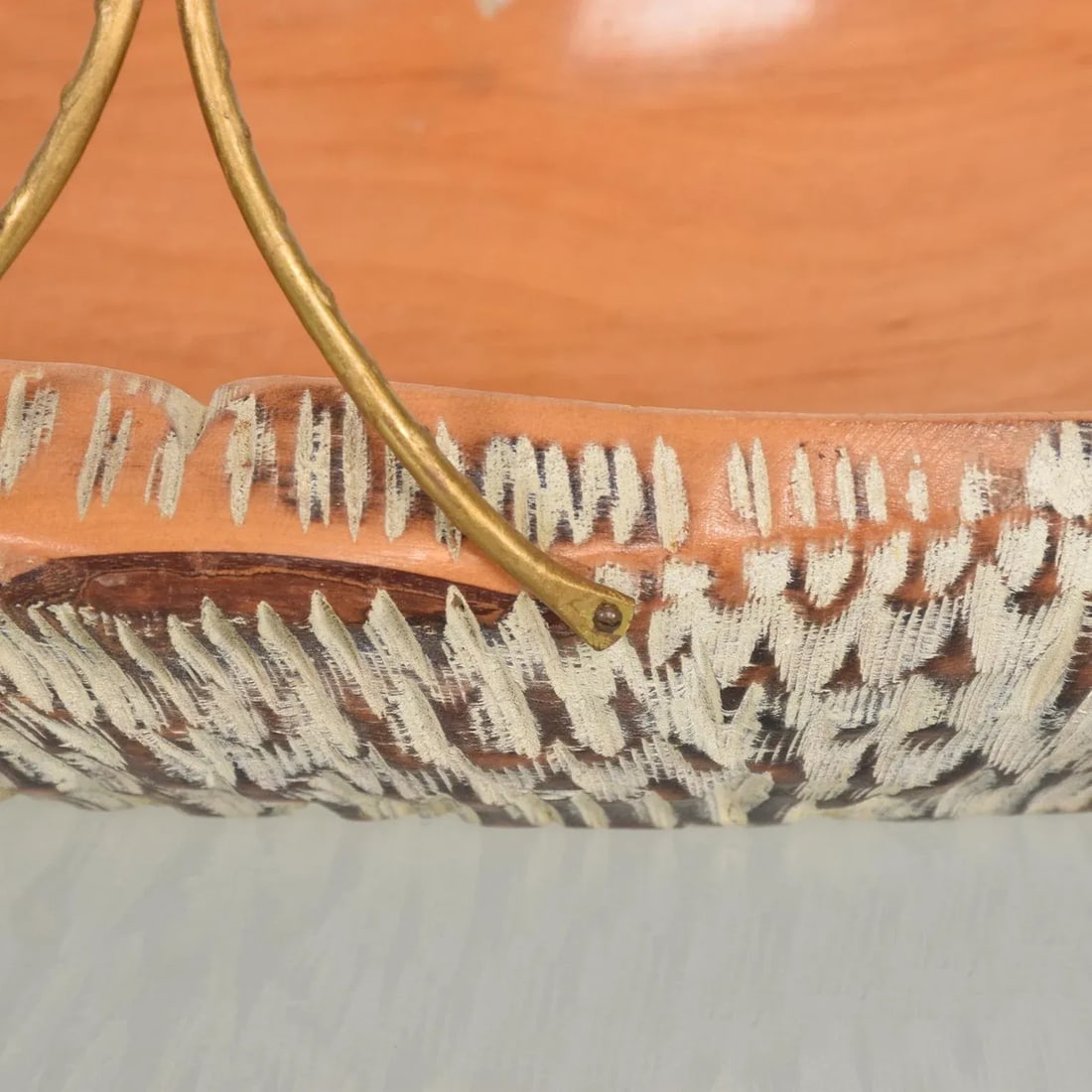 1960s Macabo Cusano Aldo Tura Carved Wood & Brass Serving Dish - 9