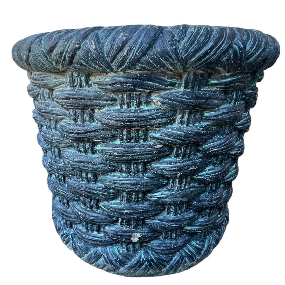 Planters by A. Silvestri Co. San Francisco Faux Wicker Cast Stone - Pair - 3