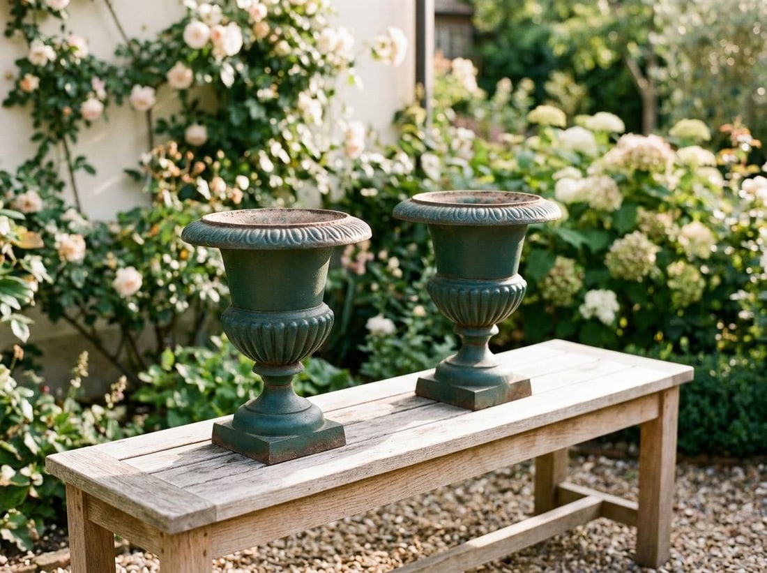 Pair of French Cast Iron Garden Urns - 2