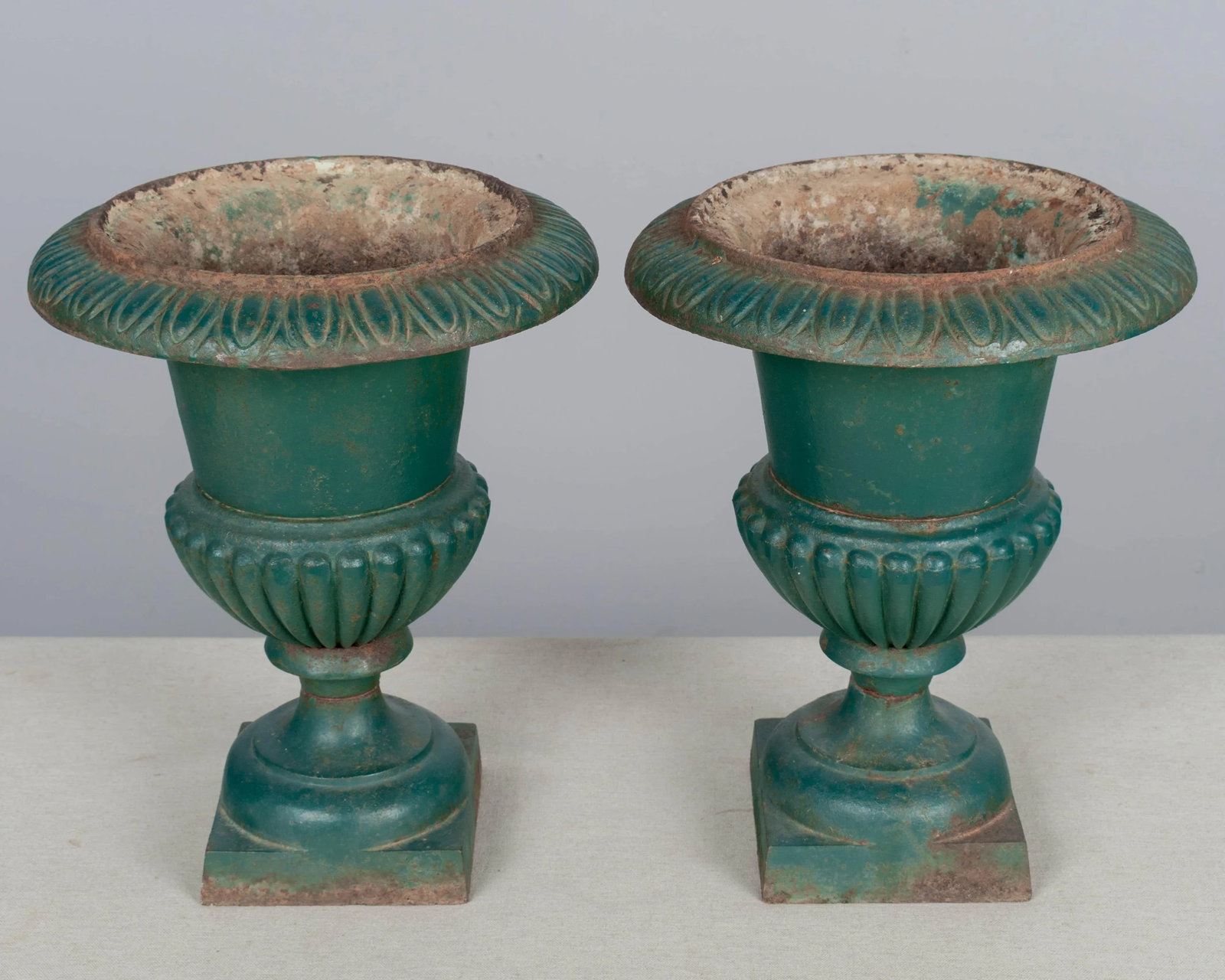 Pair of French Cast Iron Garden Urns - 5
