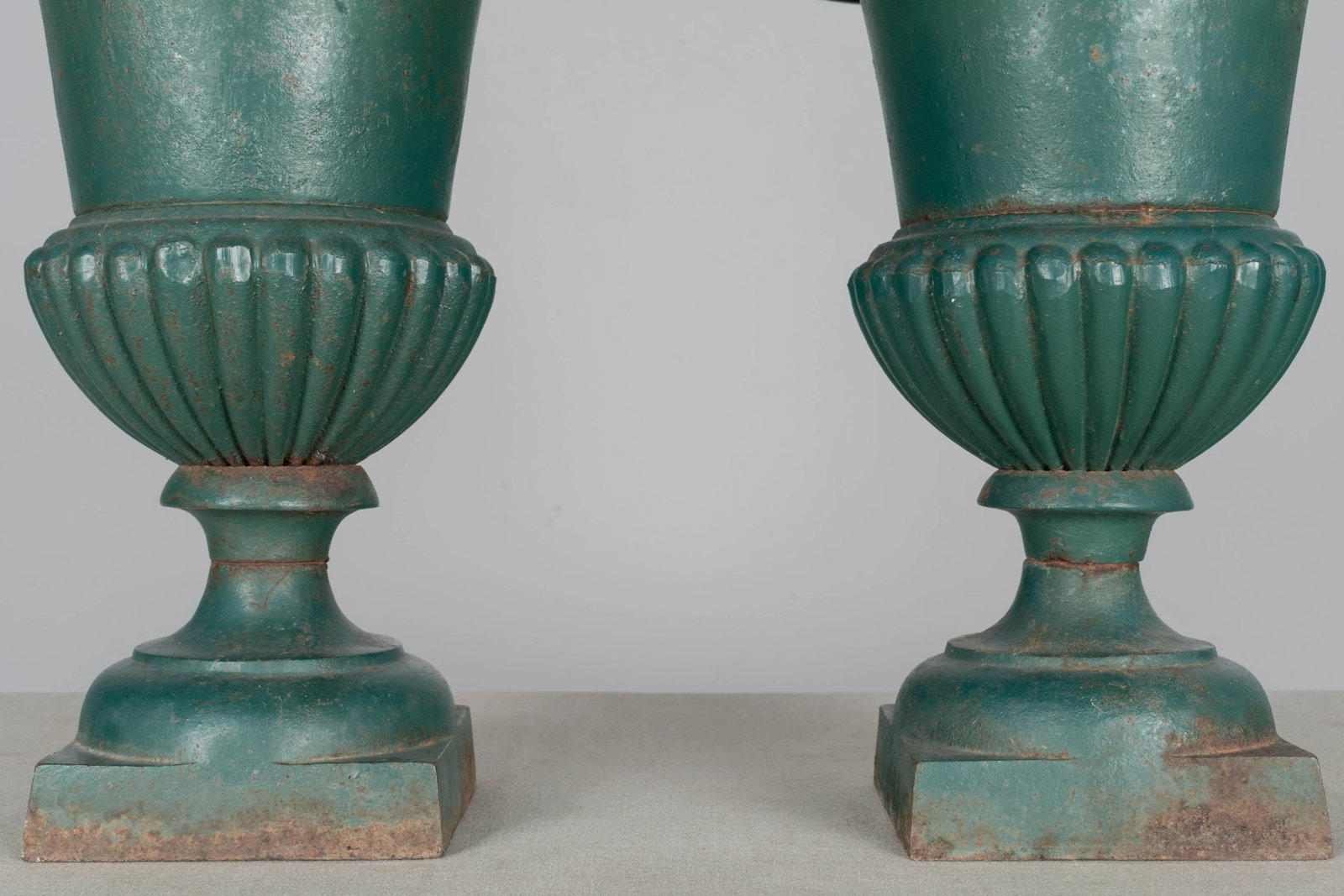Pair of French Cast Iron Garden Urns - 7
