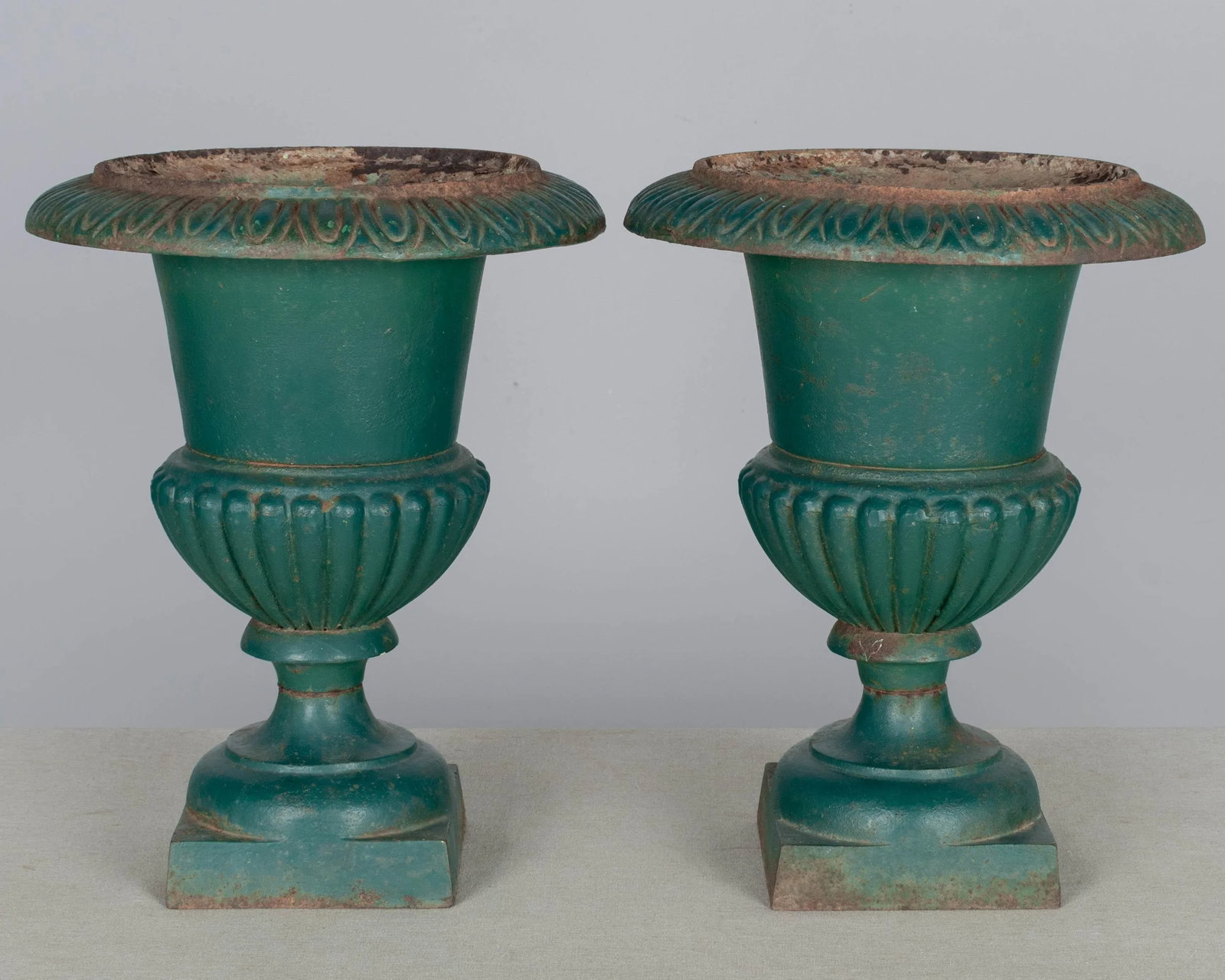 Pair of French Cast Iron Garden Urns - 8