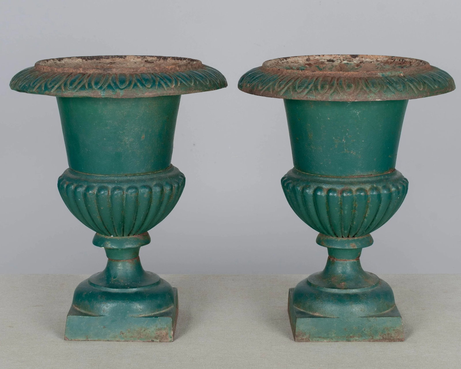 Pair of French Cast Iron Garden Urns - 9