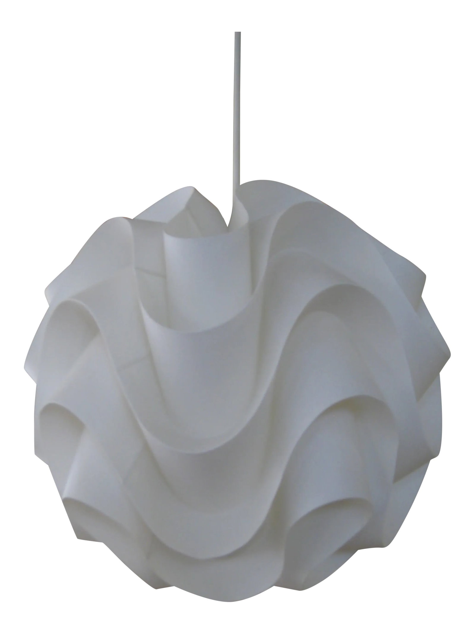 Mid-Century Modern Origami Plastic-Paper Chandelier: This is a period piece from circa 1970s, in the house since then, always elegant and fascinating this kind of chandelier has a strong, clean and elegant personality, brings always a nice comfortable