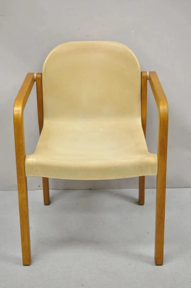 Mid 20th Century Gerd Lange Thonet Molded Plastic and Birch Wood Mid Century Modern Arm Chair - 2