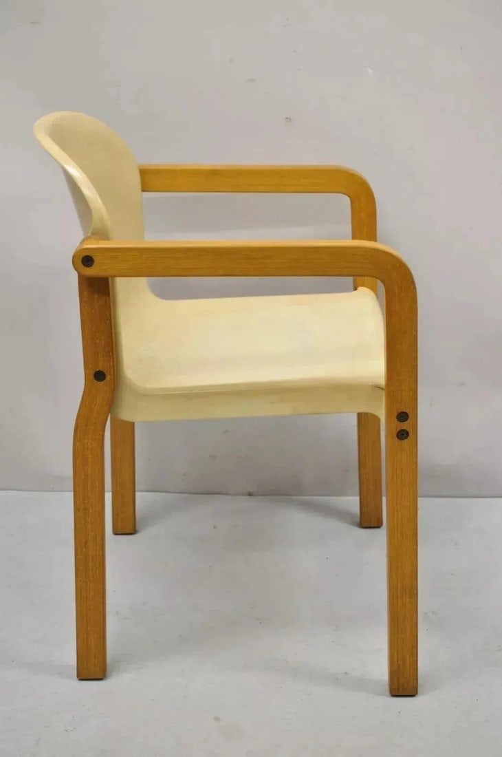 Mid 20th Century Gerd Lange Thonet Molded Plastic and Birch Wood Mid Century Modern Arm Chair - 3