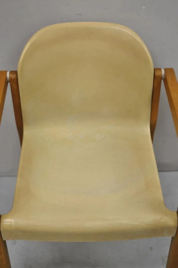Mid 20th Century Gerd Lange Thonet Molded Plastic and Birch Wood Mid Century Modern Arm Chair - 4