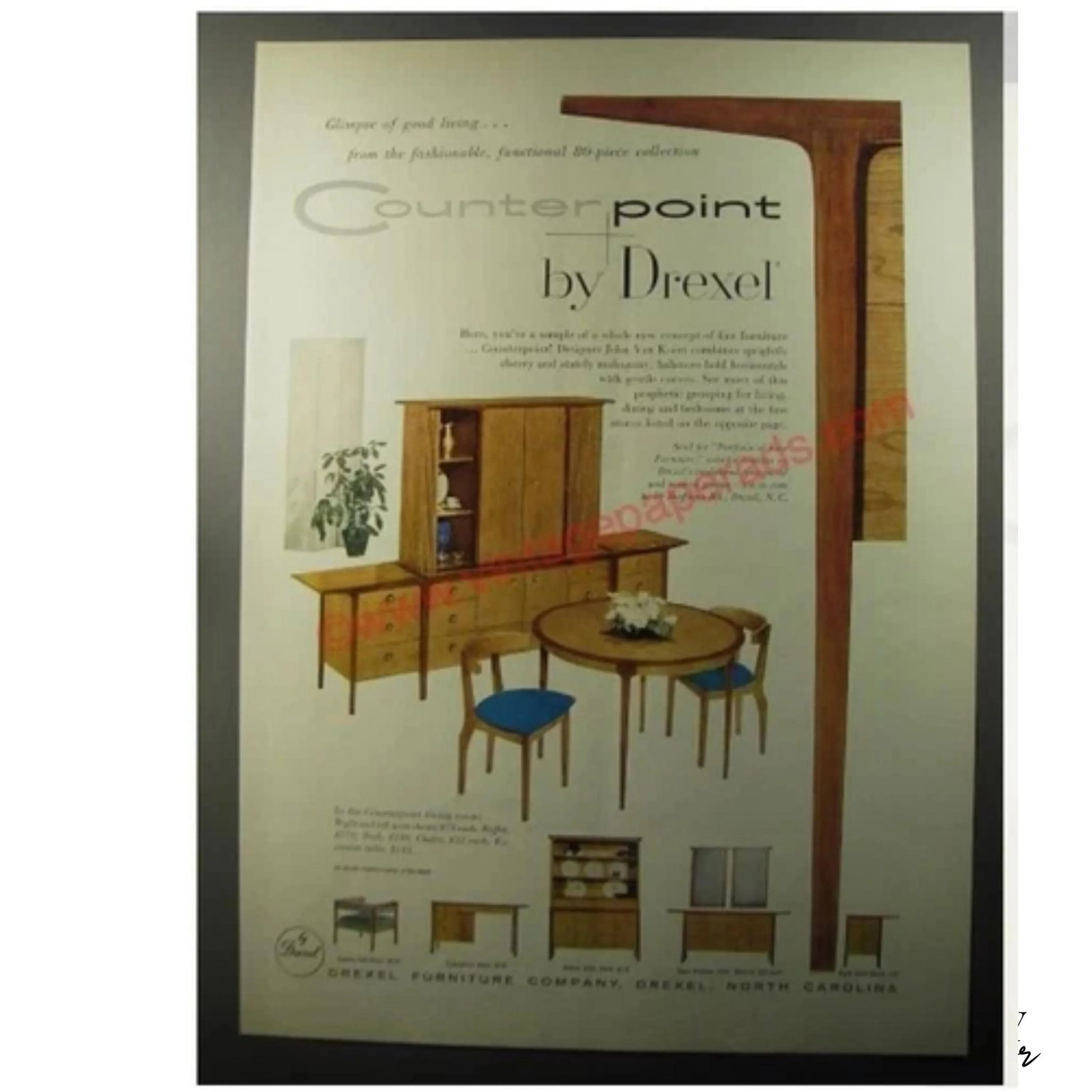 Mid 20th Century Vintage John Van Koert Style Drexel "Counterpoint" Cherry Dining Side Chair - A Pai - 13