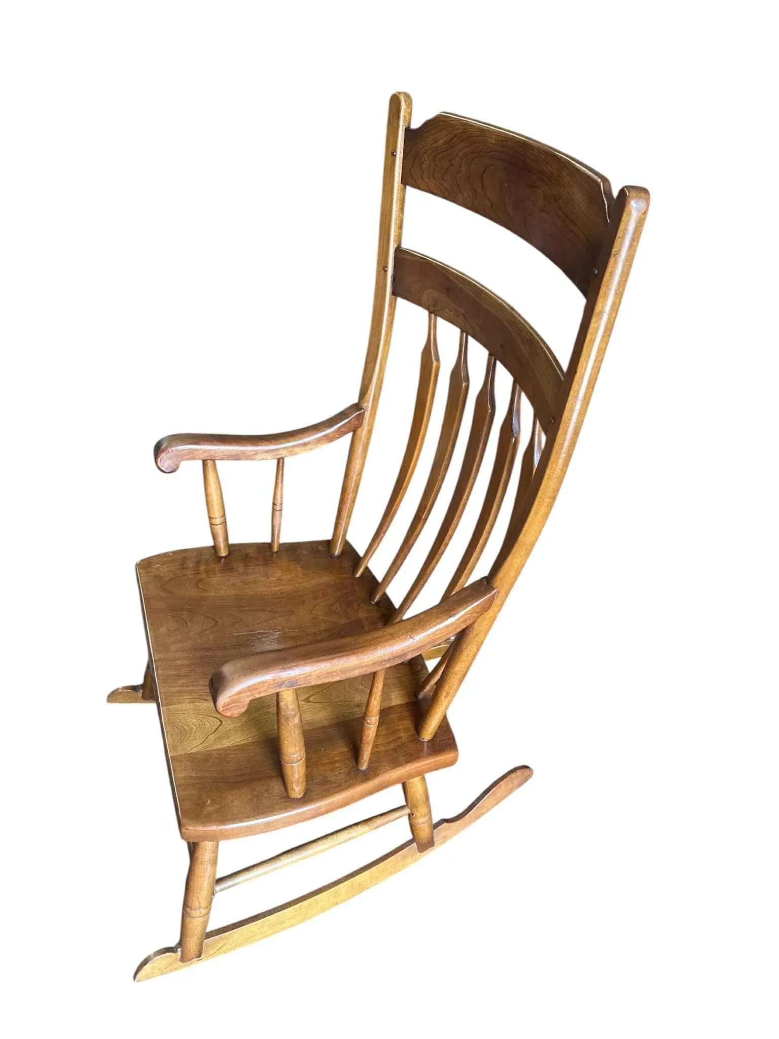 Stickley Cherry Wood Cattail Rocking Chair - Vintage Mid 20th Century Dated 1956 - 3