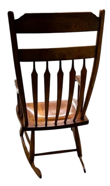 Stickley Cherry Wood Cattail Rocking Chair - Vintage Mid 20th Century Dated 1956 - 4