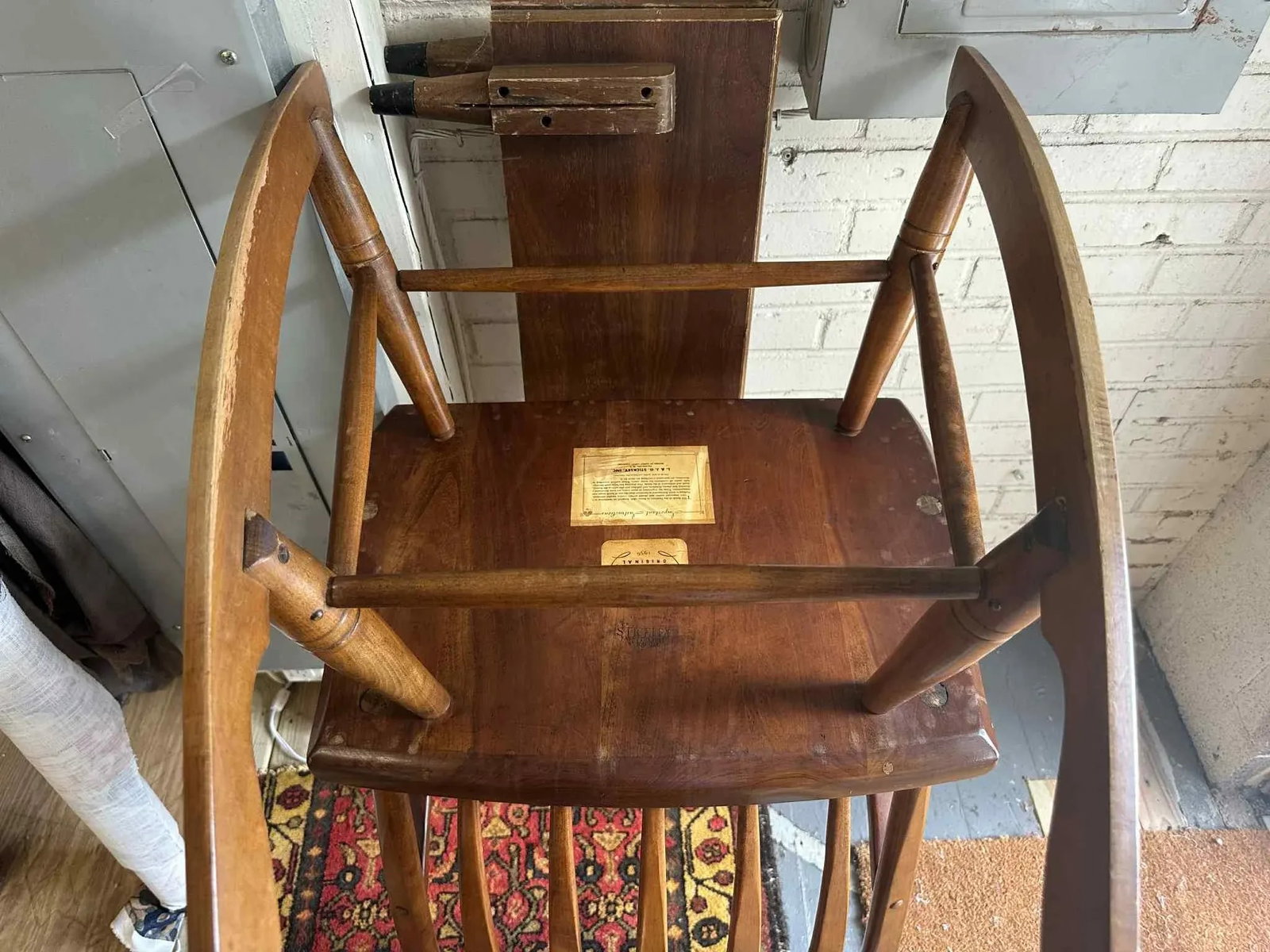 Stickley Cherry Wood Cattail Rocking Chair - Vintage Mid 20th Century Dated 1956 - 7