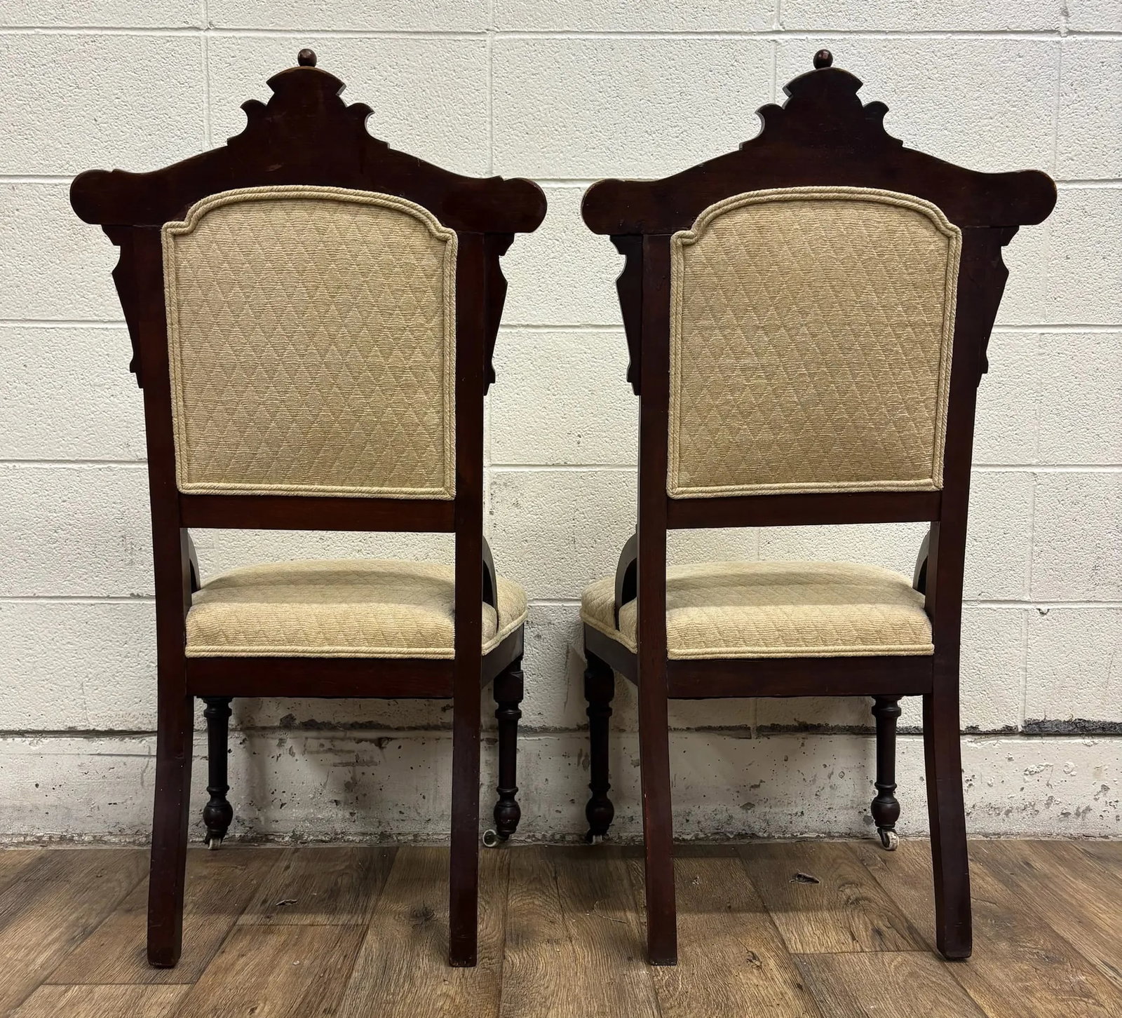 Antique Victorian Eastlake Style Carved Parlor Chairs Side Chairs - Pair - 9