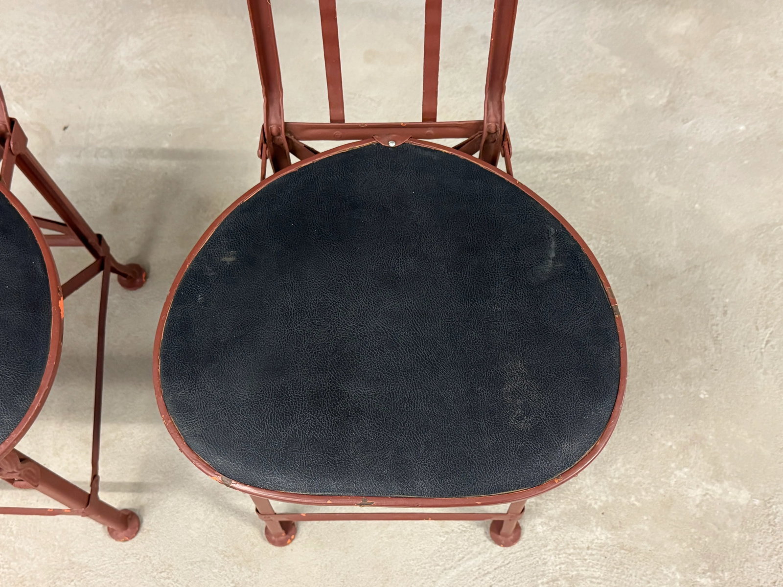 1910s Antique Cast Iron Folding Art Nouveau Chairs - A Pair - 6