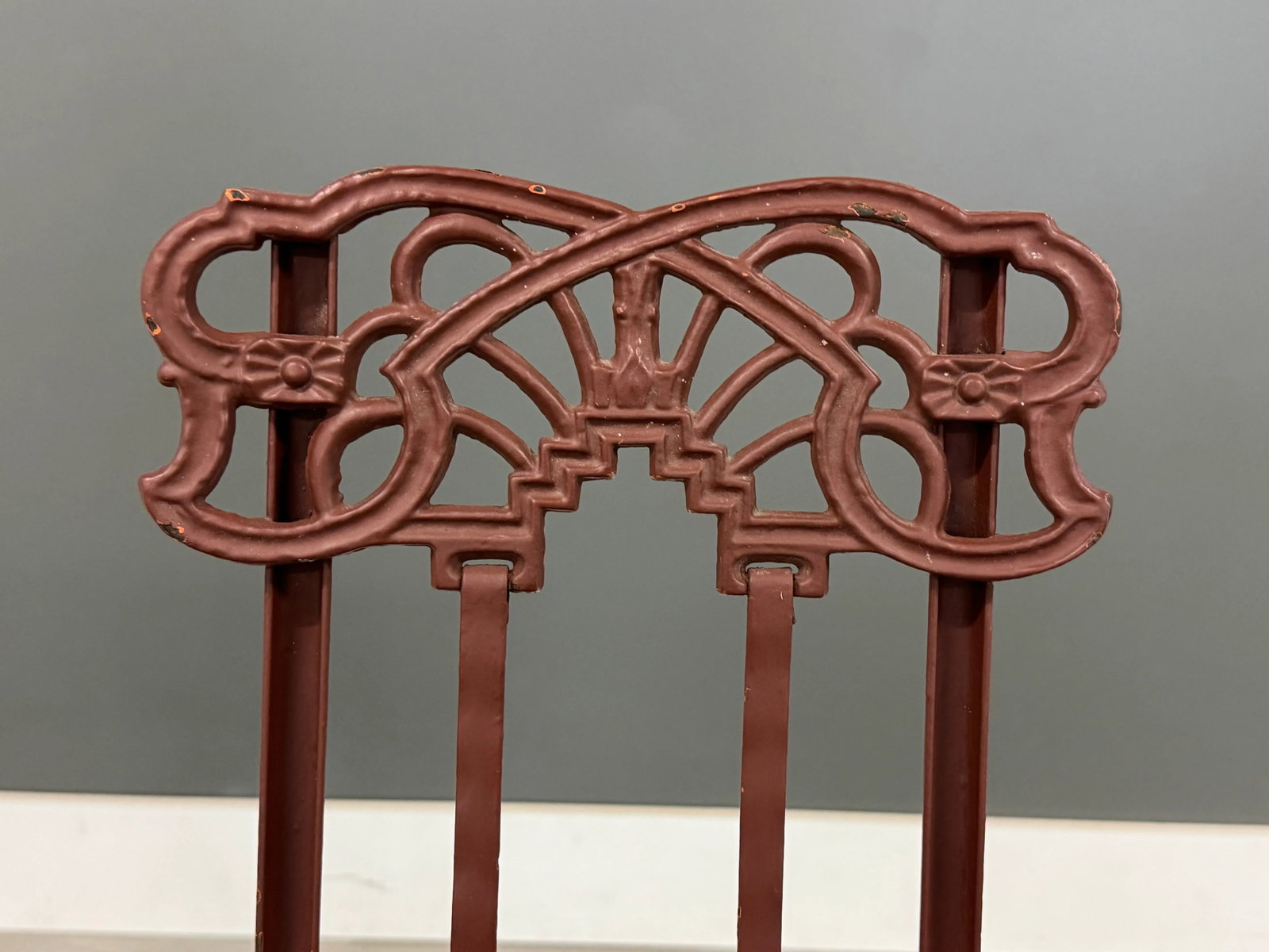 1910s Antique Cast Iron Folding Art Nouveau Chairs - A Pair - 9