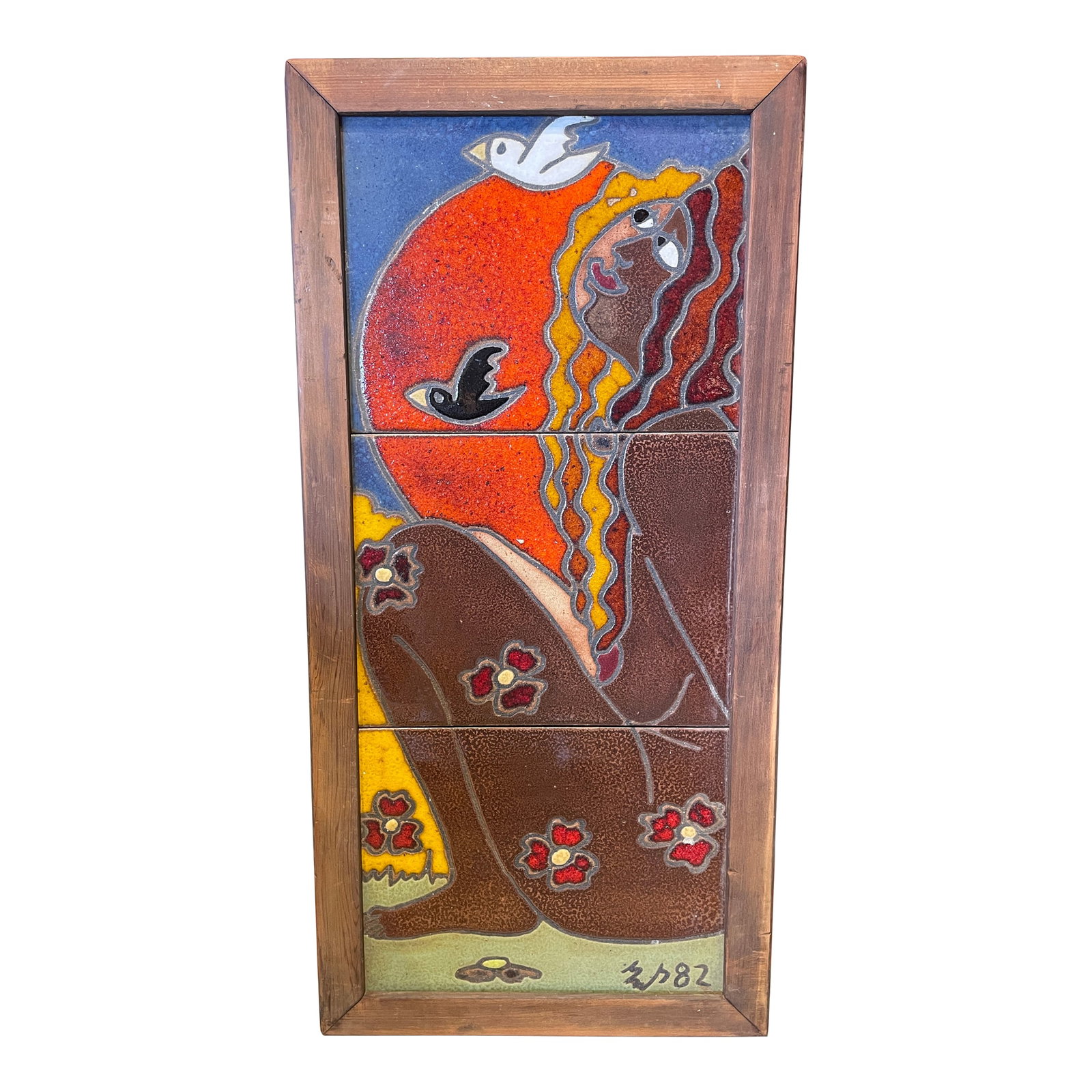 1980s "Bonita" Mosaic Sculpture by Guillermo Wagner Granizo: Guillermo Wagner Granizo was one of the world's premier ceramic-tile muralists. His bright colors, geometric shapes, heavy lines, and varying textures created in his Benicia studio convey a vivid