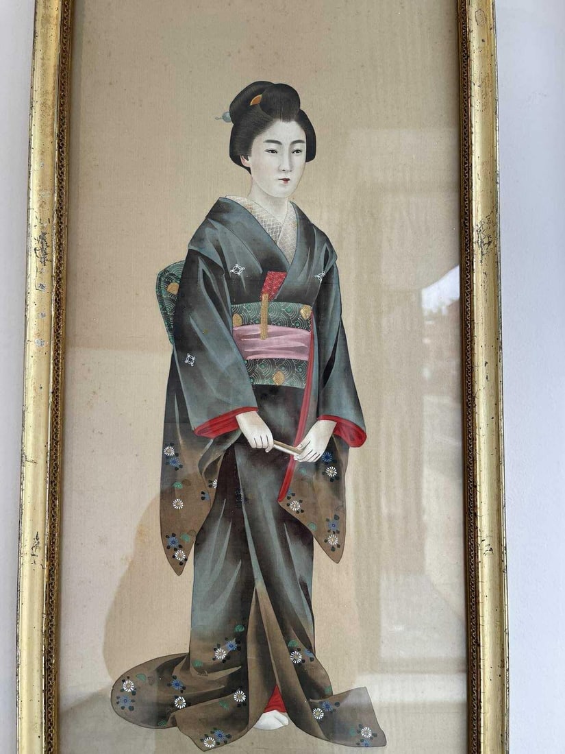 19th Century Japanese Paintings on Silk - Set of 2 - 13