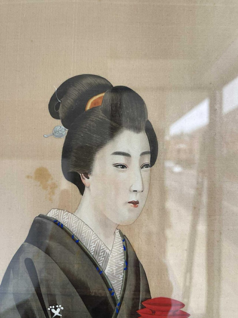 19th Century Japanese Paintings on Silk - Set of 2 - 14