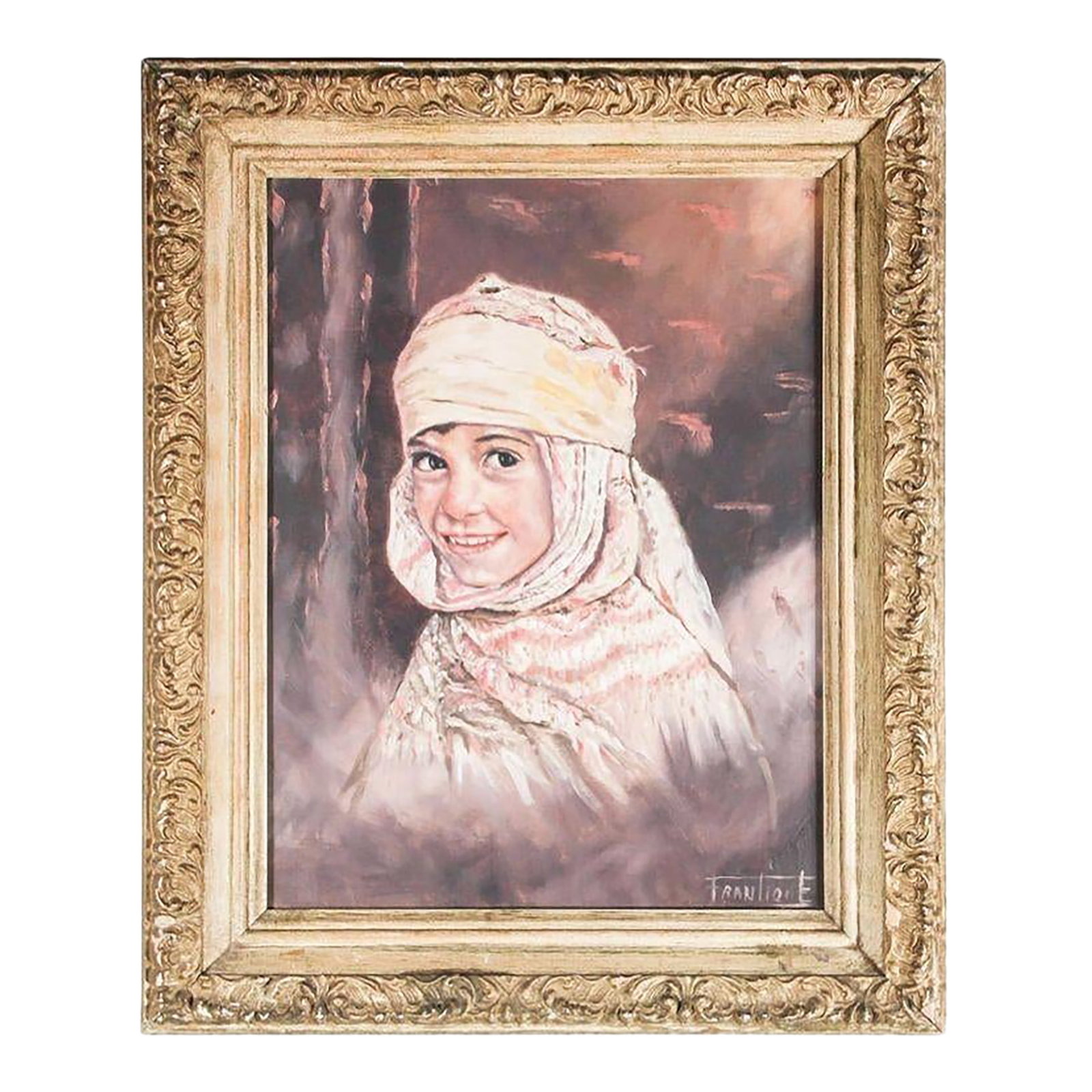 Orientalist Oil on Canvas a Portrait of a Young Moroccan Girl (1 of 18)