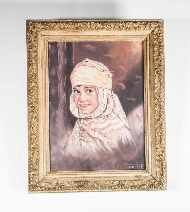 Orientalist Oil on Canvas a Portrait of a Young Moroccan Girl - 2
