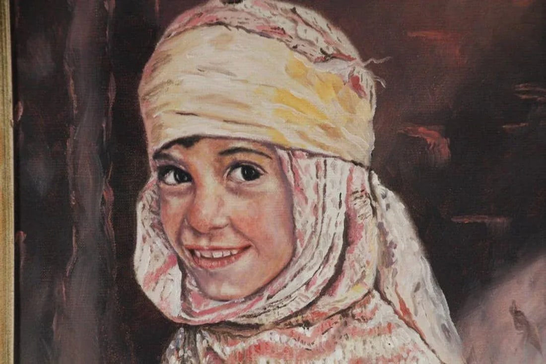 Orientalist Oil on Canvas a Portrait of a Young Moroccan Girl - 4