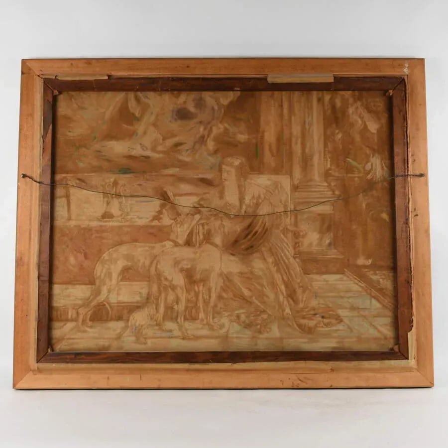Framed Leopoldina Borzino With Two Dogs, Holding a Lute by Luigi Crosio - 5