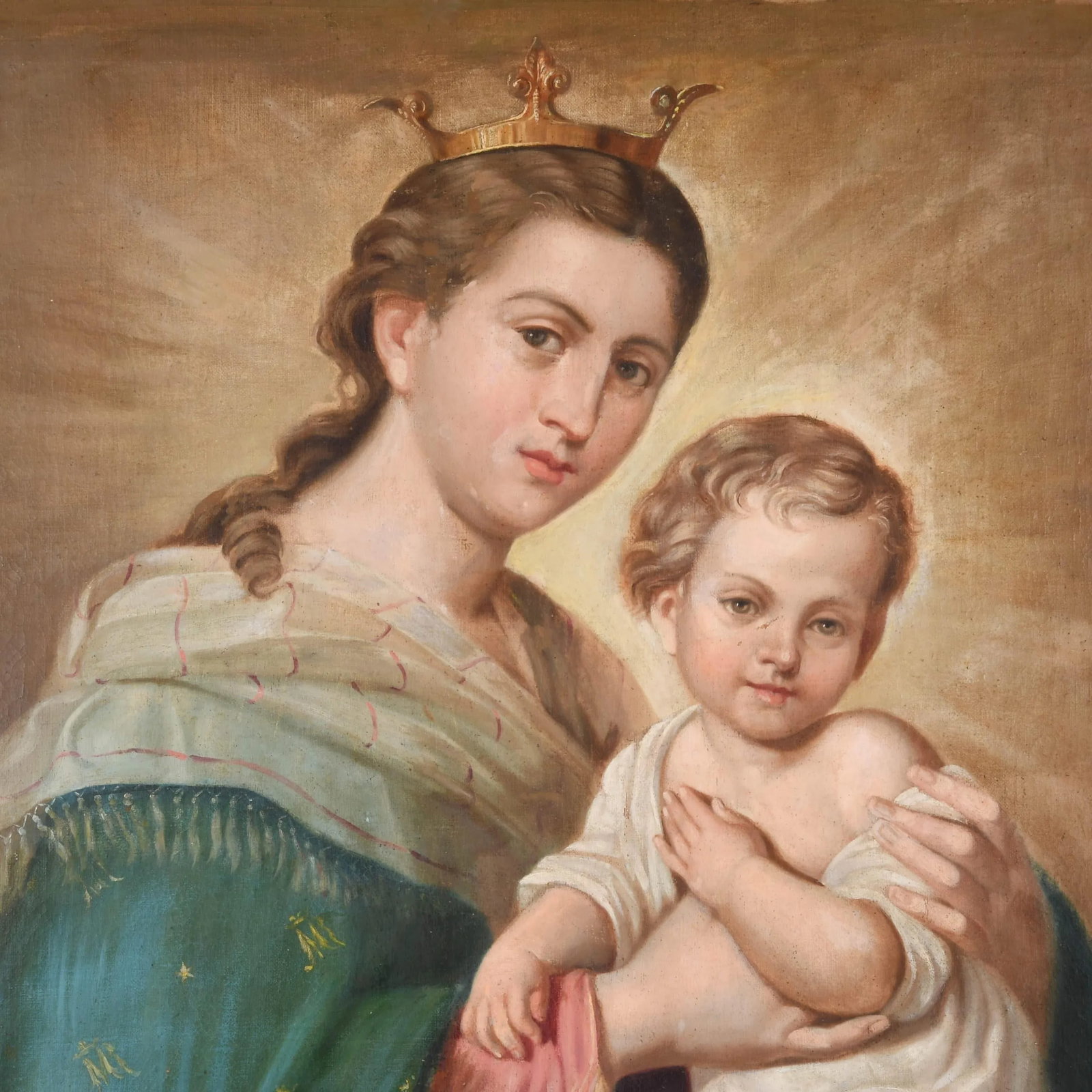 Antique Framed "Our Lady of Refuge" Oil on Canvas - 3