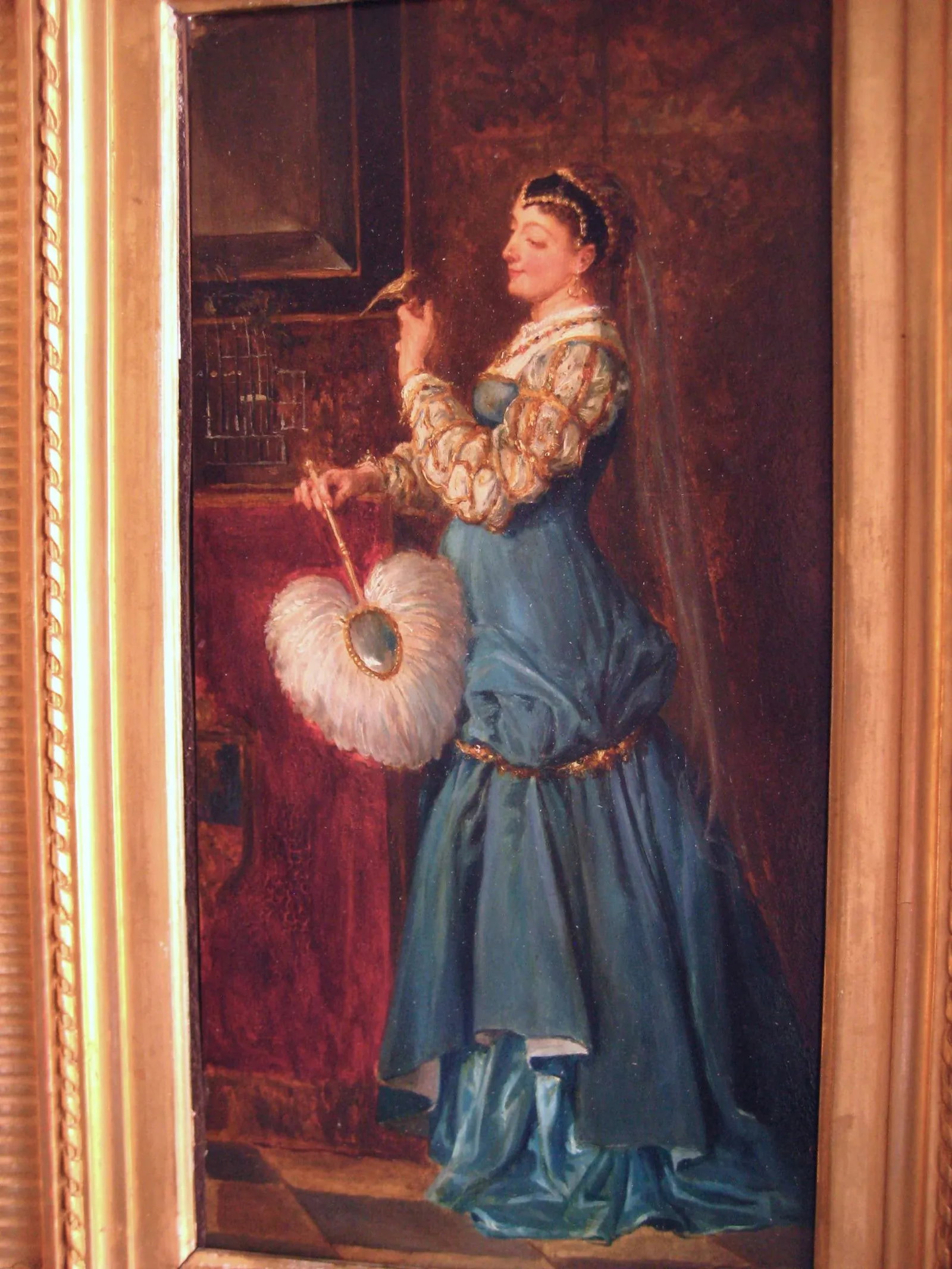 Portrait of a Lady Holding a Bird French Oil Painting Alfred Henri Darjou - 3