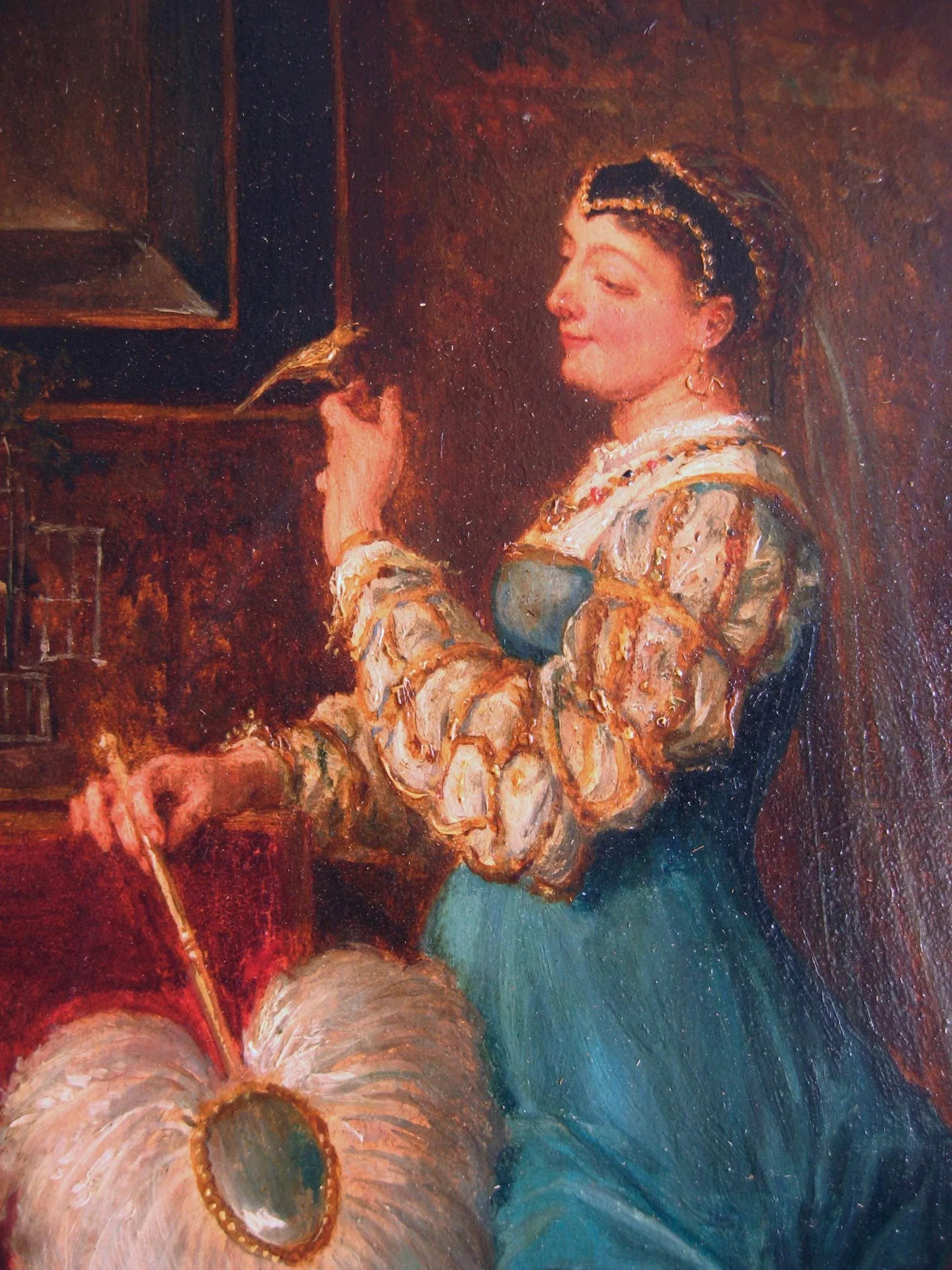 Portrait of a Lady Holding a Bird French Oil Painting Alfred Henri Darjou - 5
